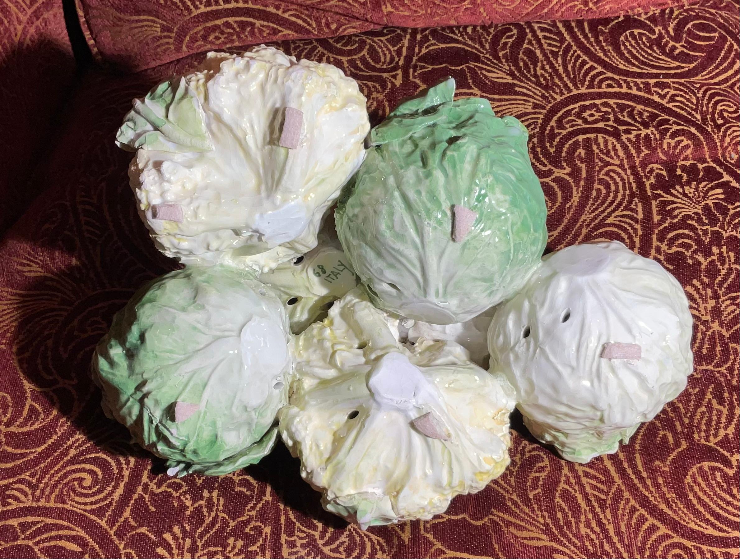Italian Ceramic Green and White Cabbage  And  Cauliflower  For Sale 8