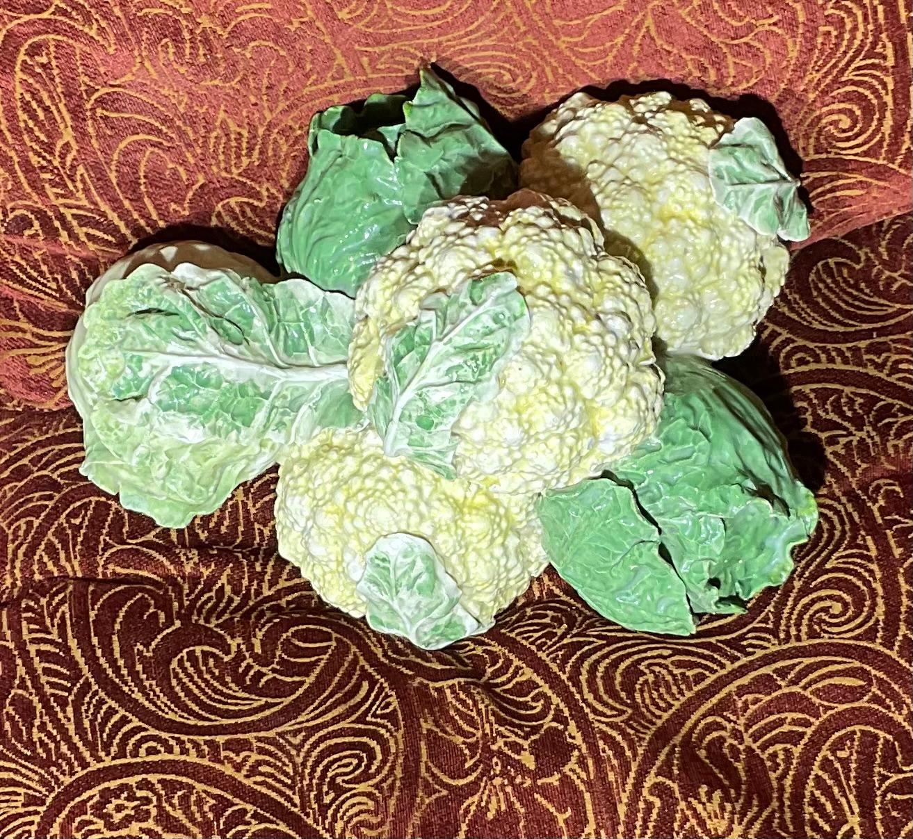 Italian Ceramic Green and White Cabbage  And  Cauliflower  For Sale 9
