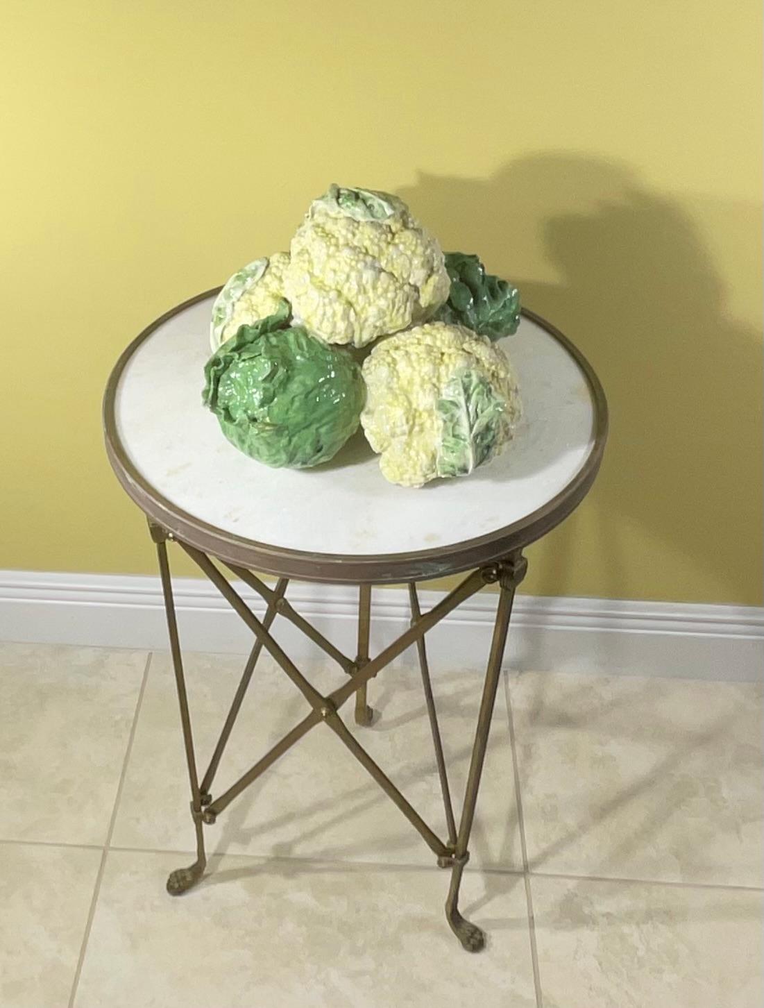 Beautiful Green and White Cabbage  And  Cauliflower  made of Ceramic , great detail and colors , great decorative item for the kitchen.