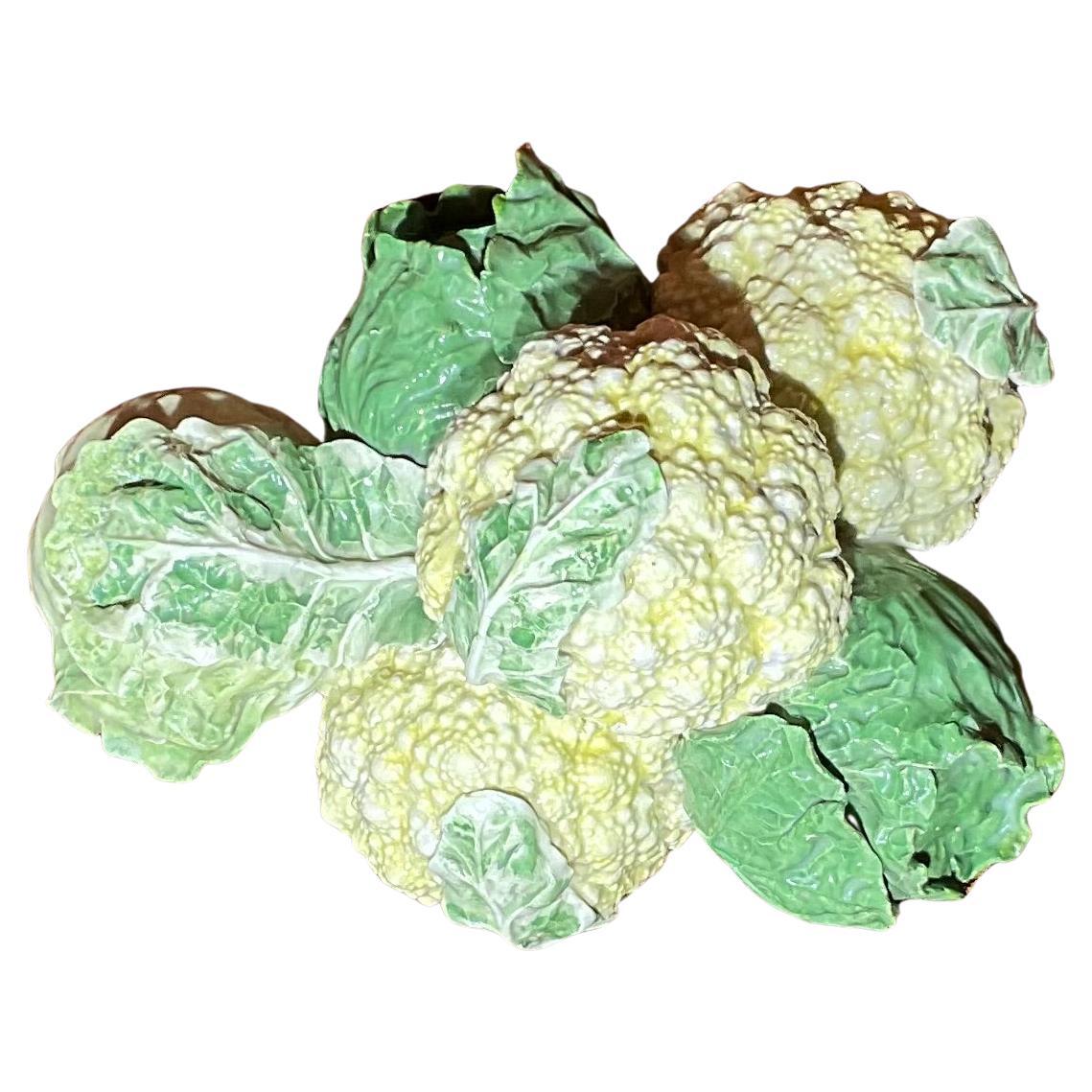 Italian Ceramic Green and White Cabbage  And  Cauliflower  For Sale