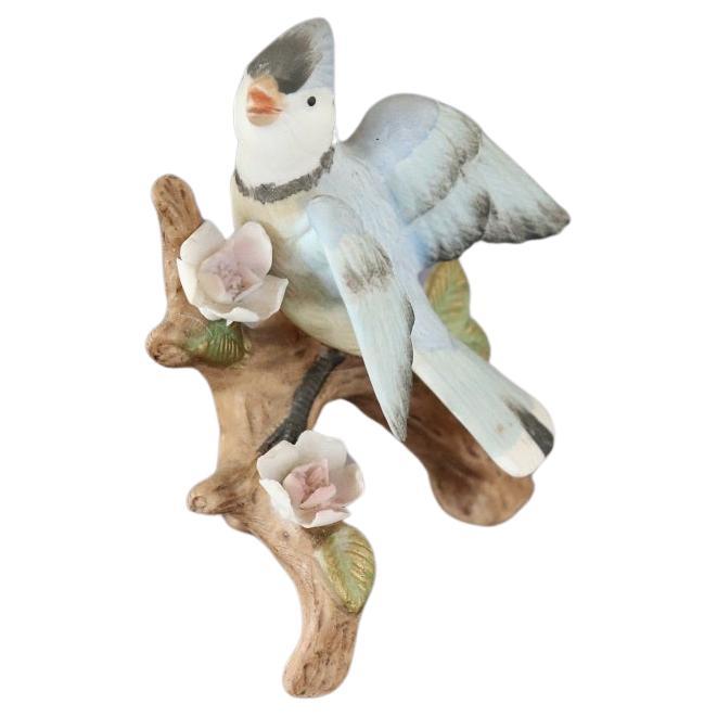 Italian Ceramic Hand Painted Bird on Branch For Sale