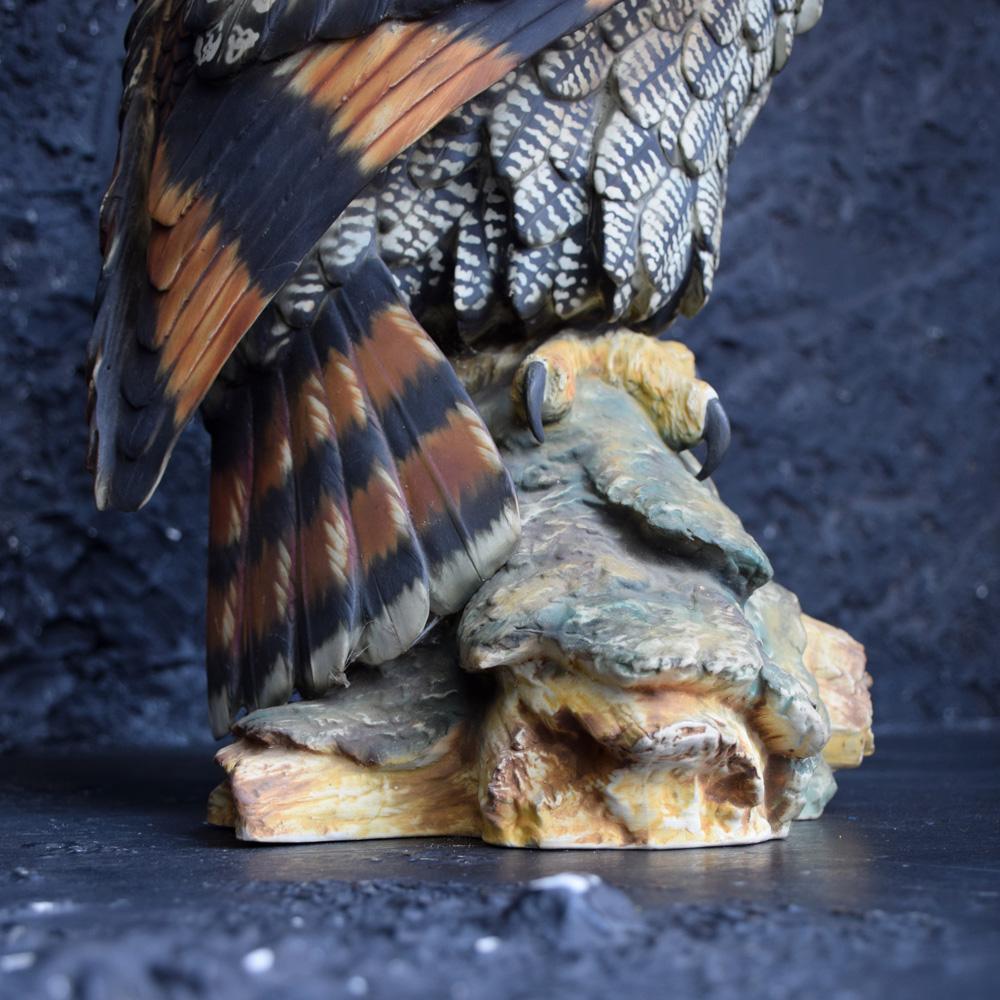 Italian Ceramic Hand Painted Oversized Owl Figure by V. Bindi 2