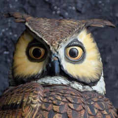 Italian Ceramic Hand Painted Oversized Owl Figure by V. Bindi