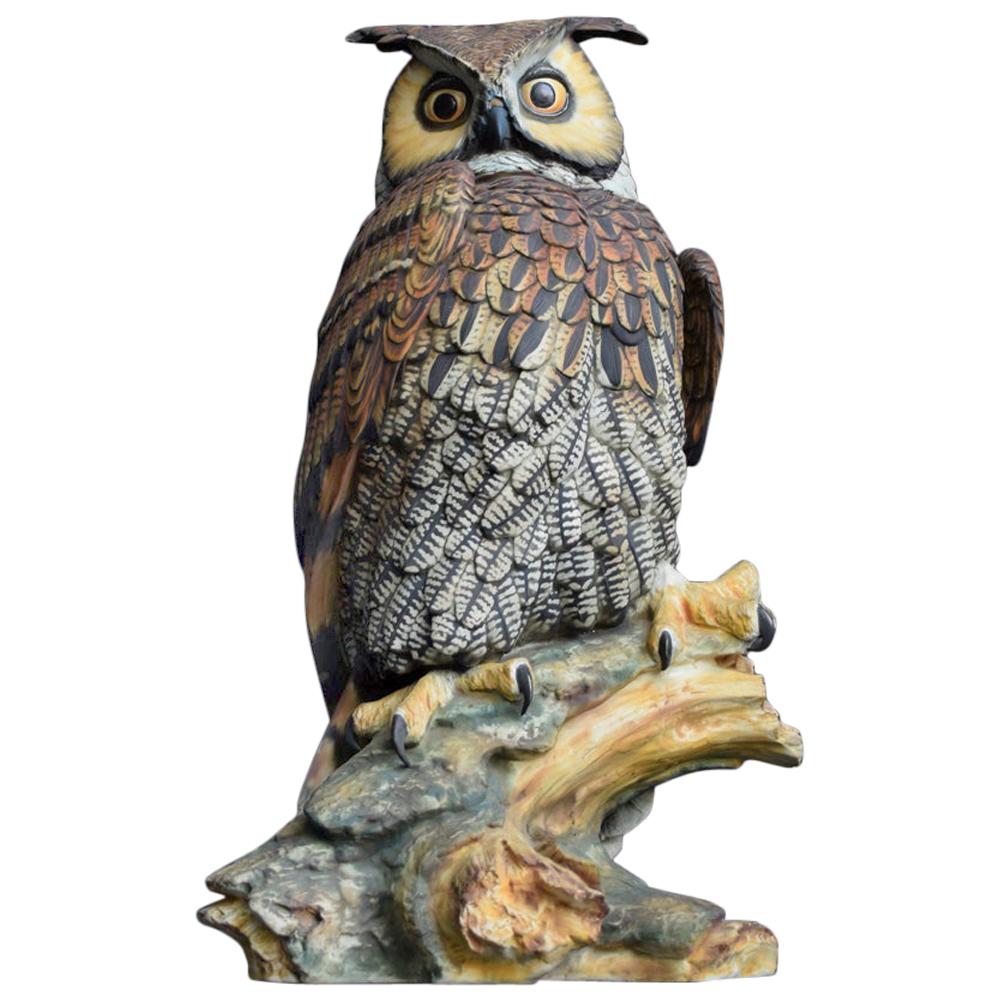 Italian Ceramic Hand Painted Oversized Owl Figure by V. Bindi