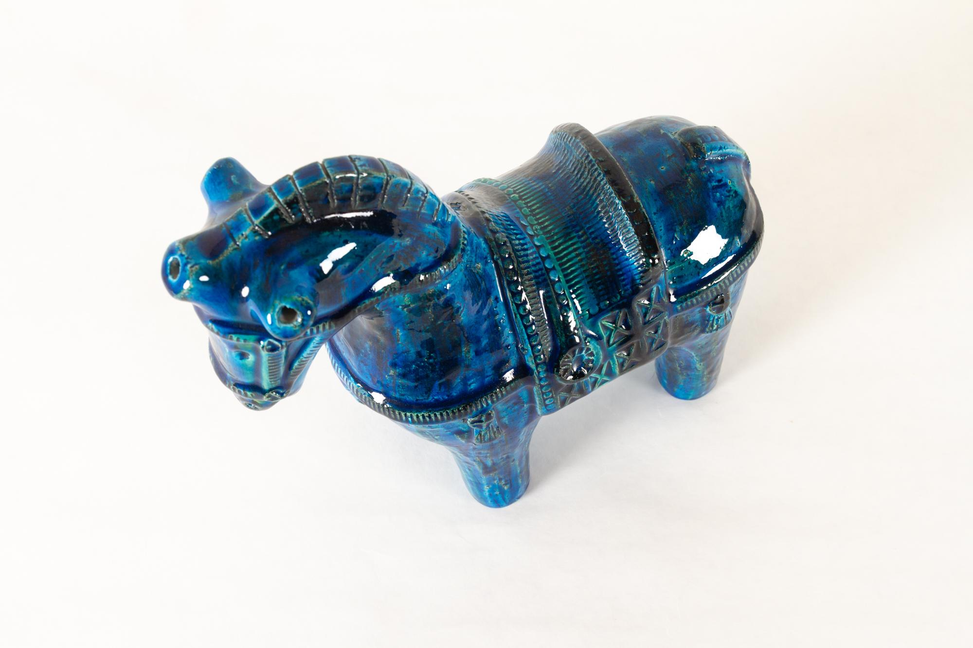 italian blue pottery horse