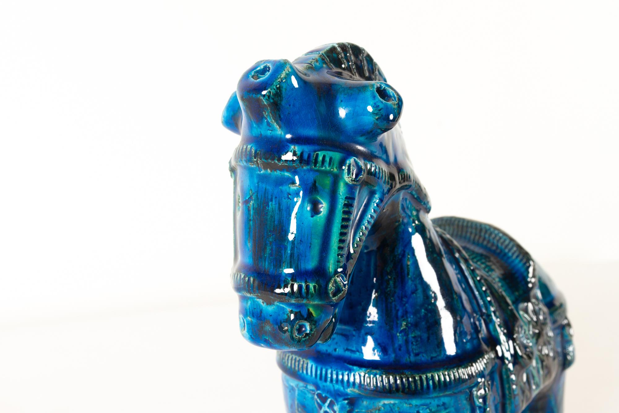 italian blue ceramic horse
