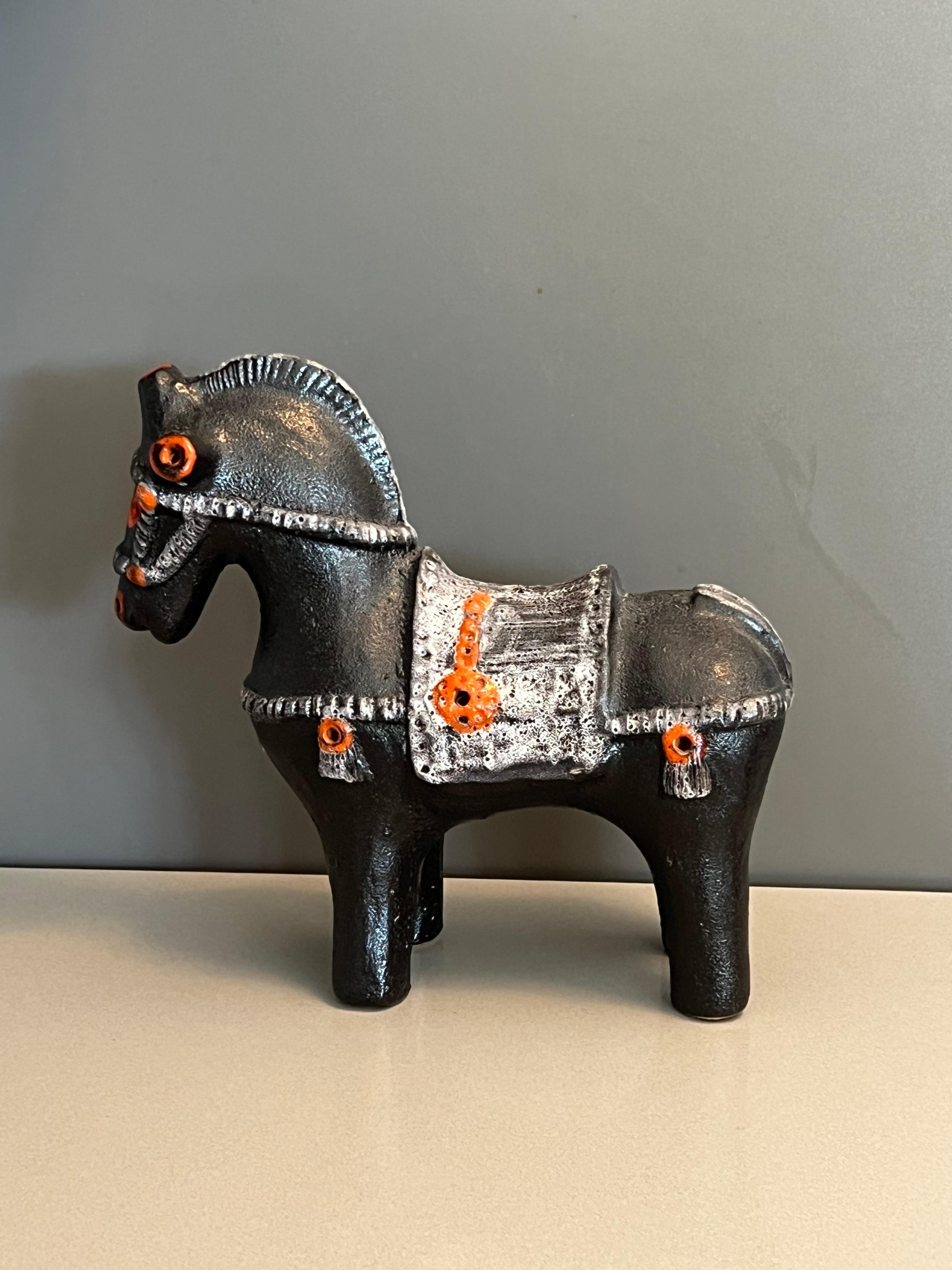 Mid-Century moderno Italiano. Scultura di cavallo in ceramica di Aldo Londi per Bitossi in vendita