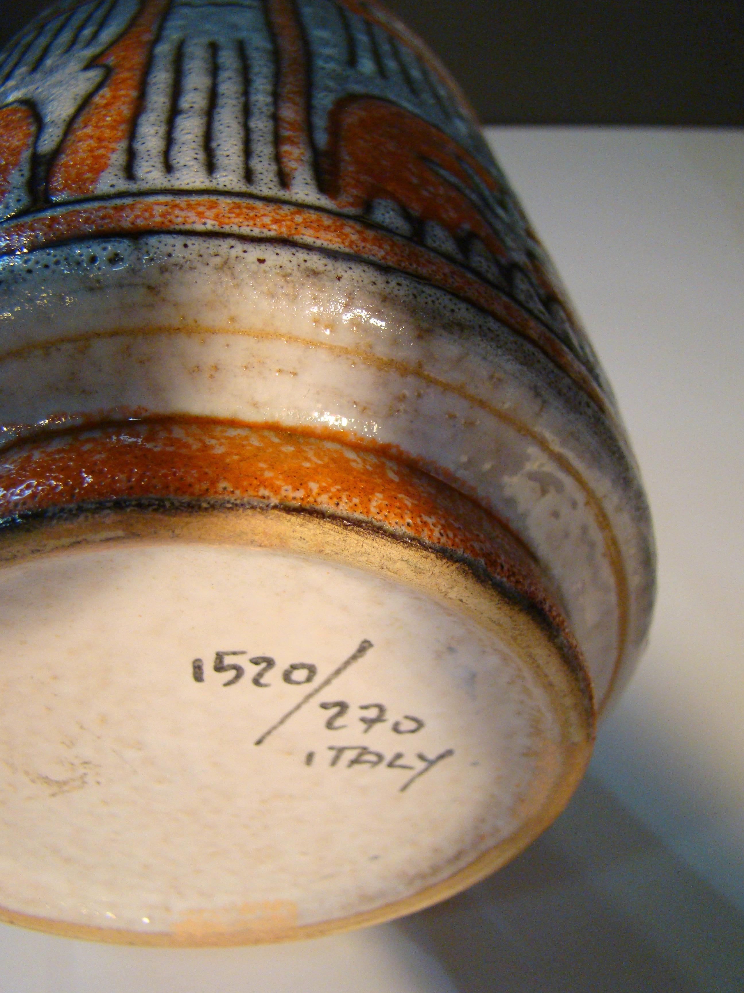 Hand-Crafted Italian Ceramic Jar with Lid 'Unsigned' Believed to be Guido Gambone