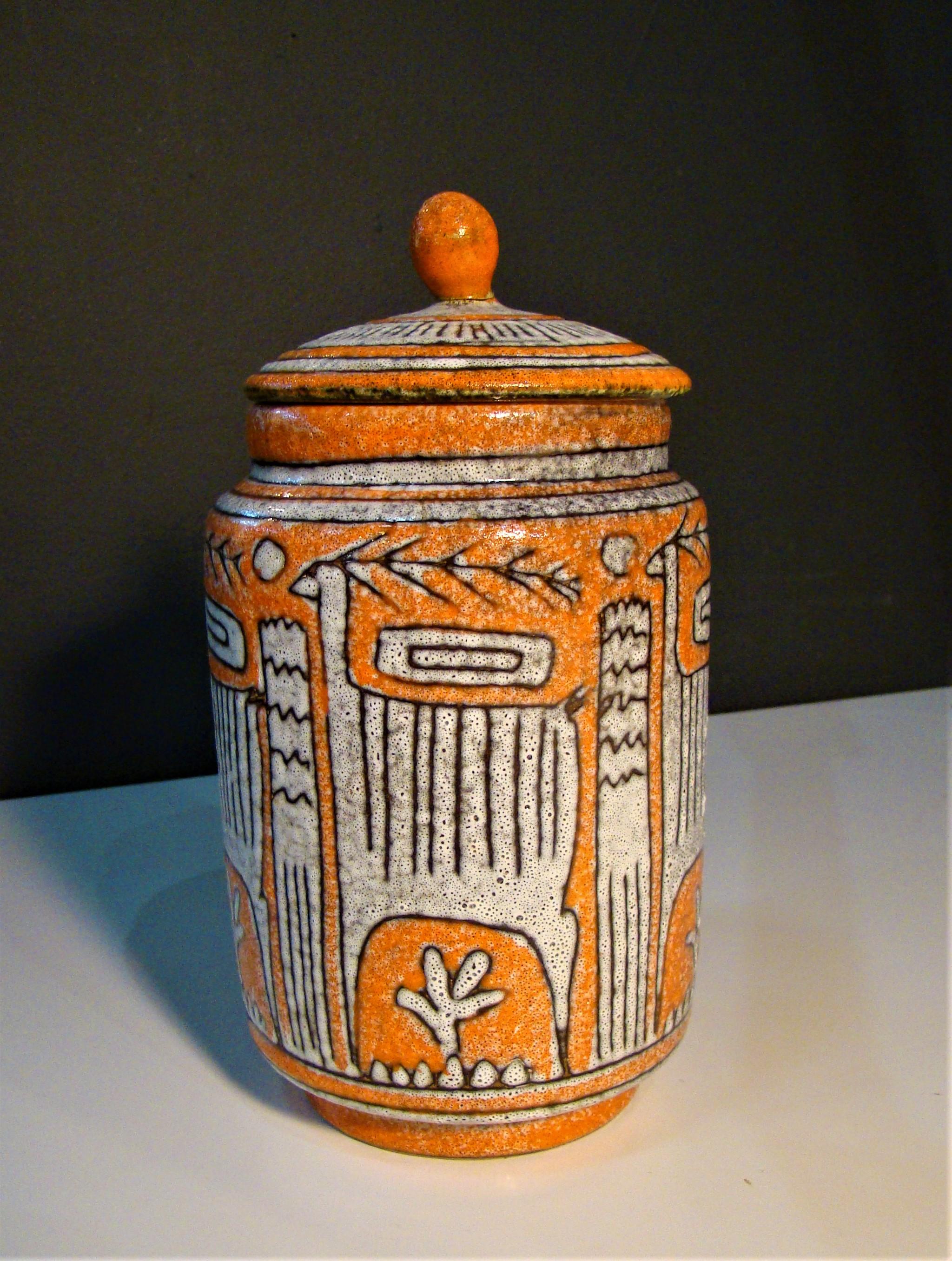 Italian Ceramic Jar with Lid 'Unsigned' Believed to be Guido Gambone 1