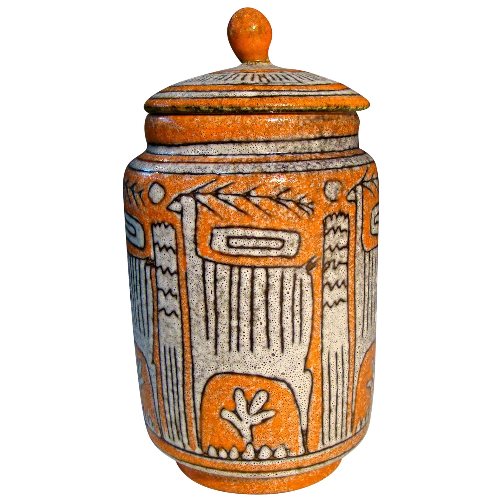 Italian Ceramic Jar with Lid 'Unsigned' Believed to be Guido Gambone