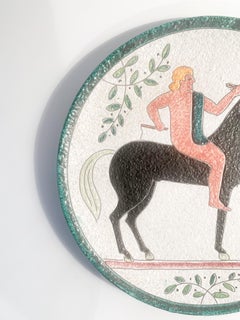Plato caballero de cerámica italiana de Carlo Morelli Faenza, años 60