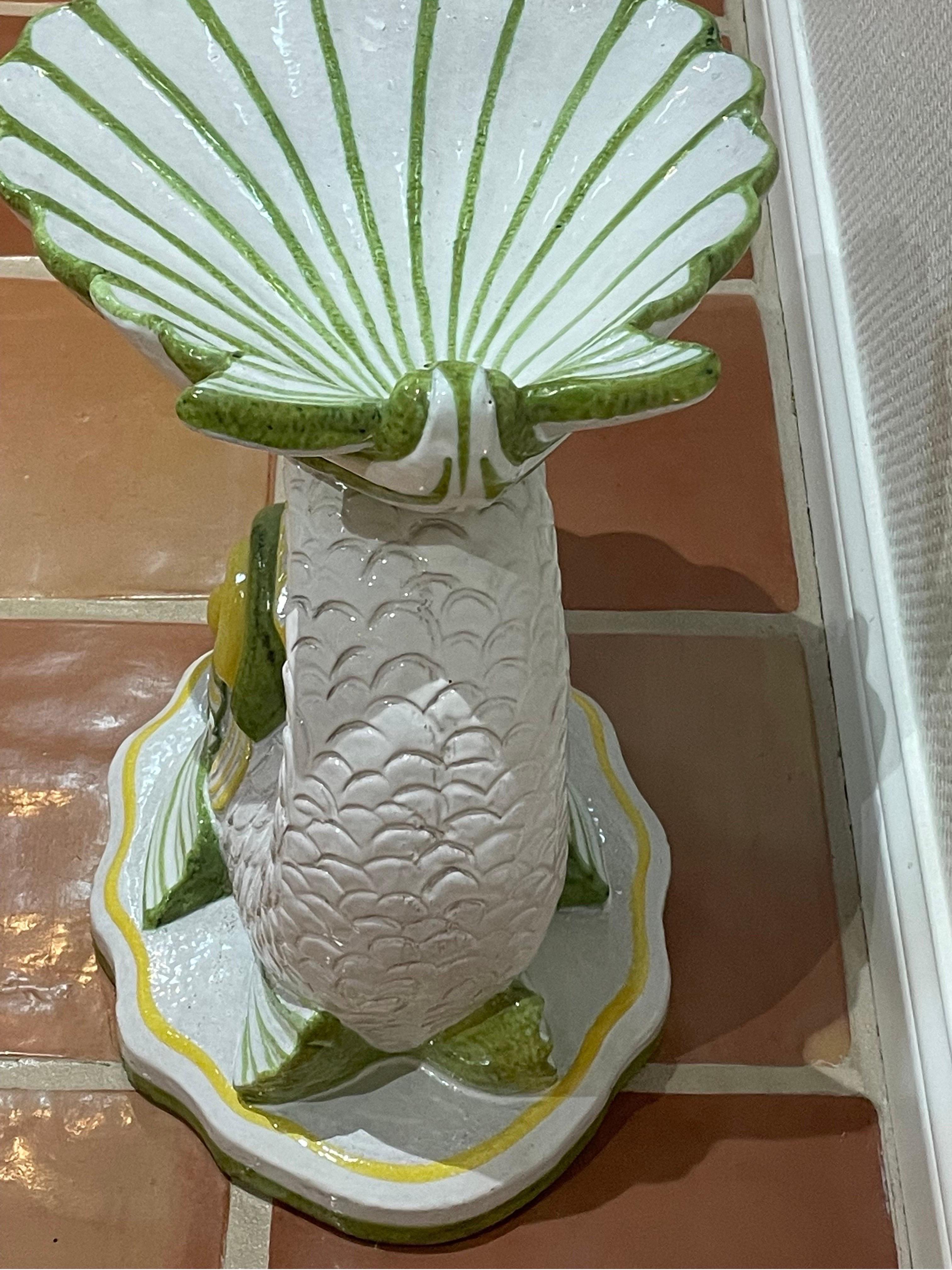 Italian Ceramic Koi Fish Table In Good Condition In Chicago, IL