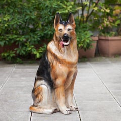 Italian Ceramic Life, Size German Shepherd Dog Vietri, Italy, 1950s