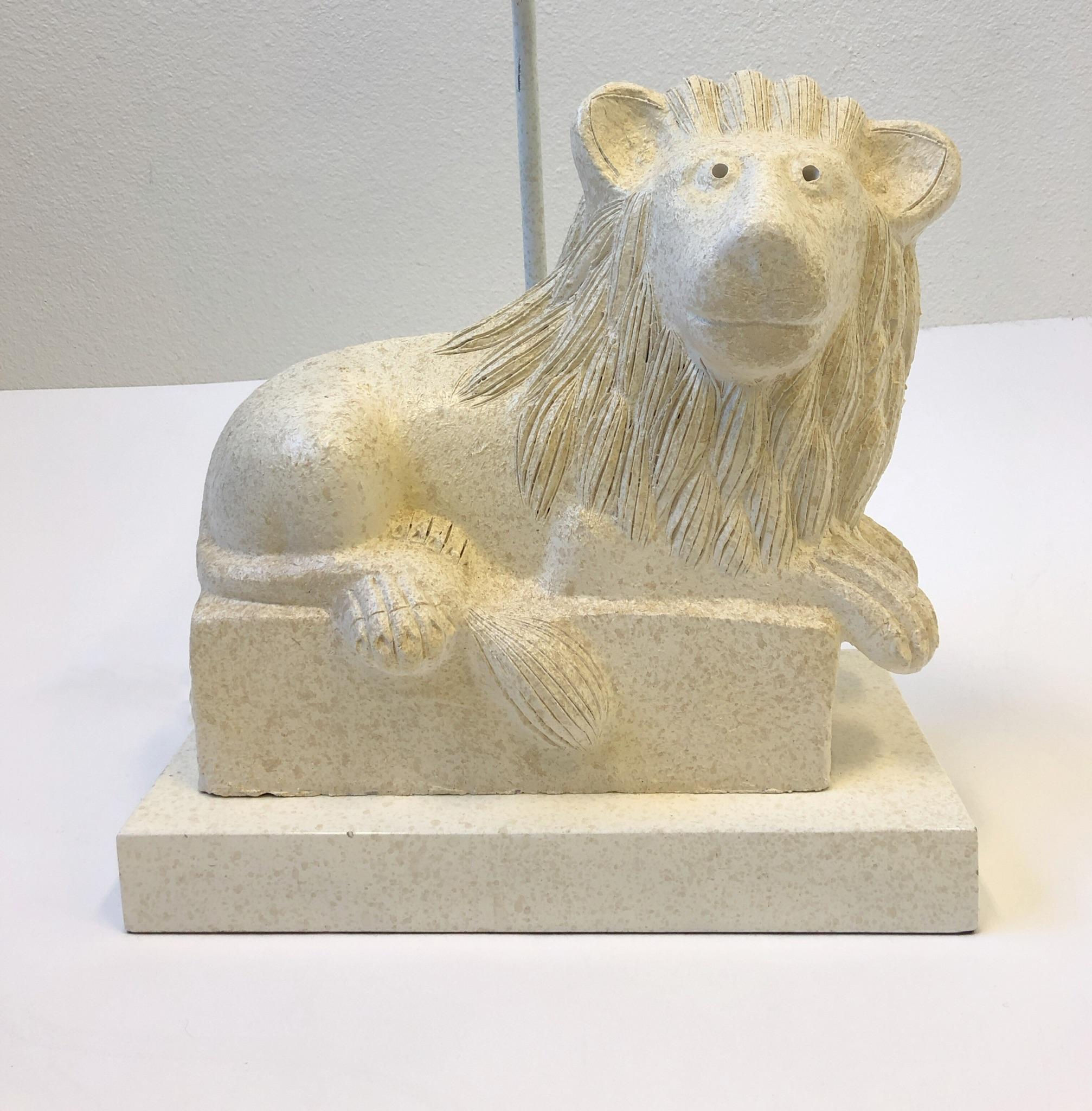 Modern Italian Ceramic Lion Table Lamp by Steve Chase