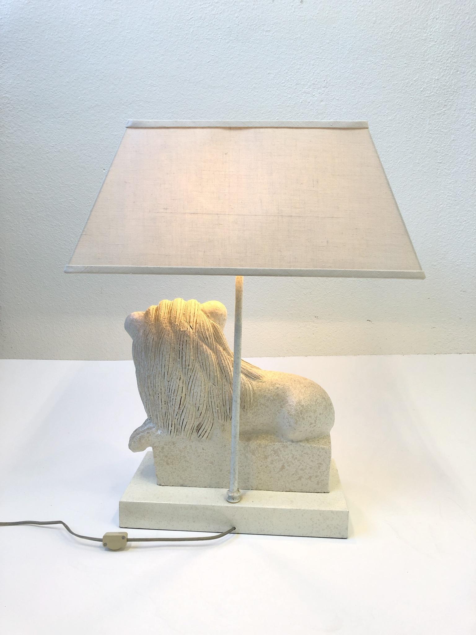 Italian Ceramic Lion Table Lamp by Steve Chase In Excellent Condition In Palm Springs, CA