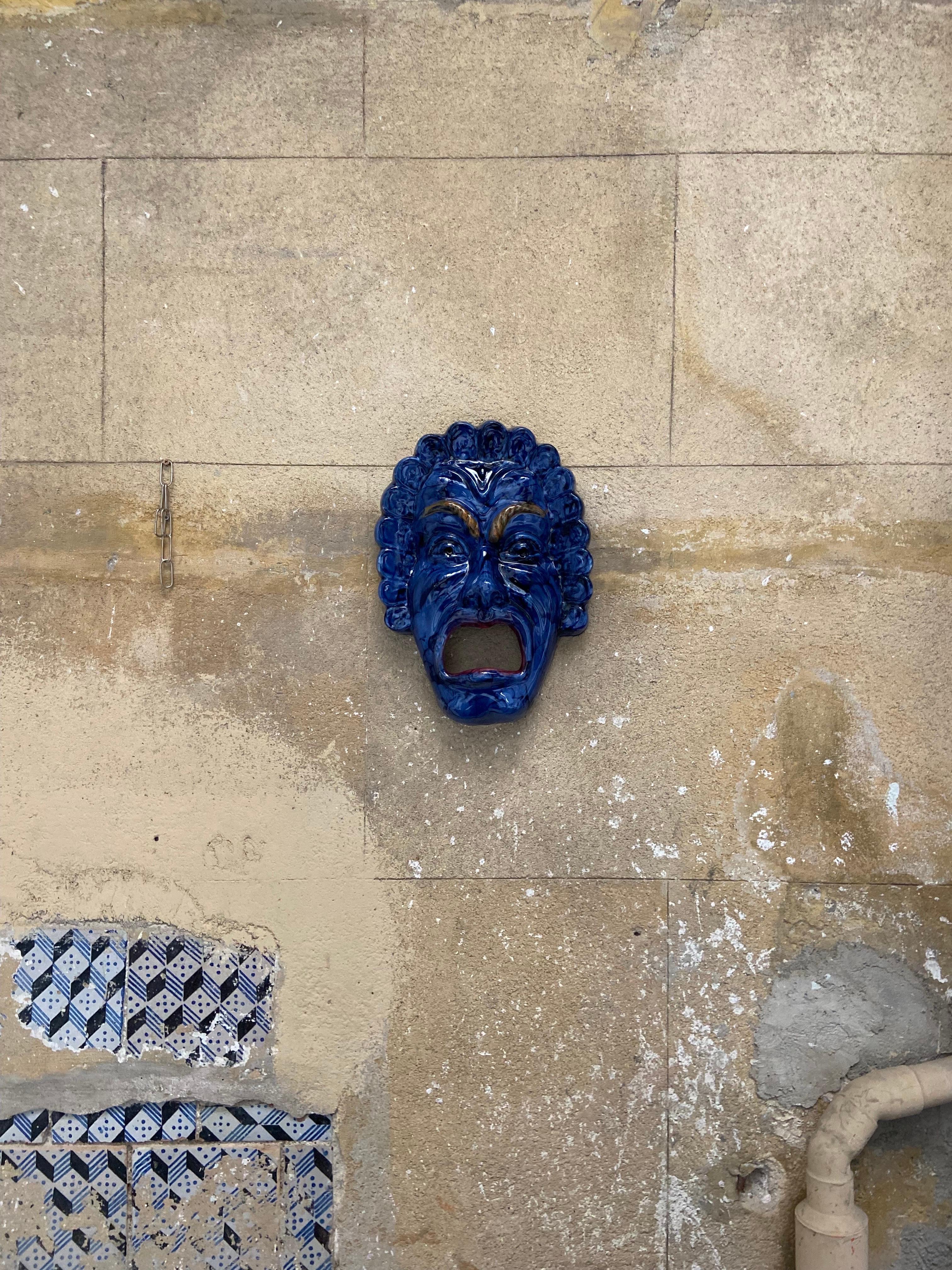 Mid-Century Modern italian ceramic mask wall mounted sculpture