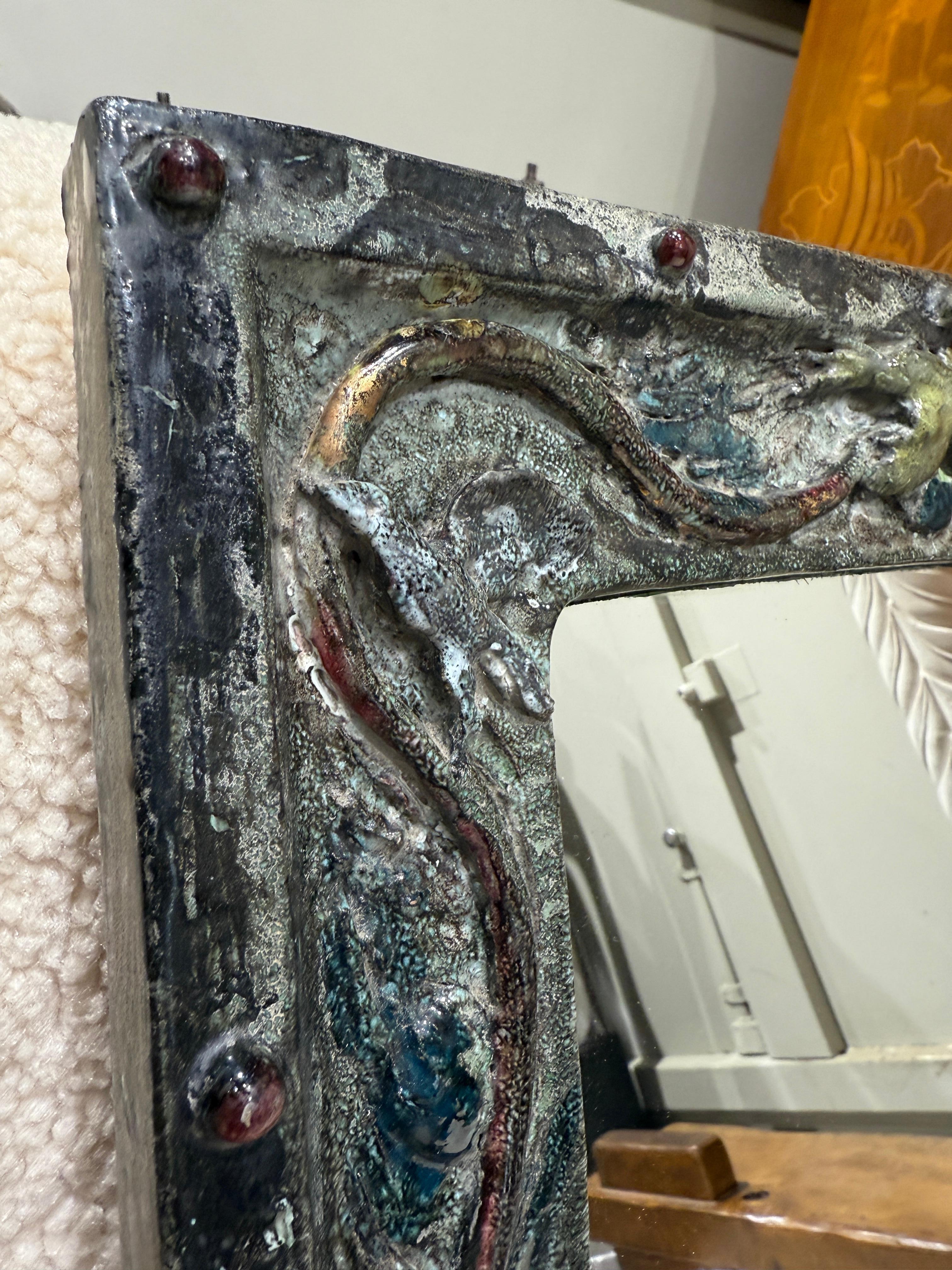 Mid-Century Modern Italian ceramic mirror circa 1950