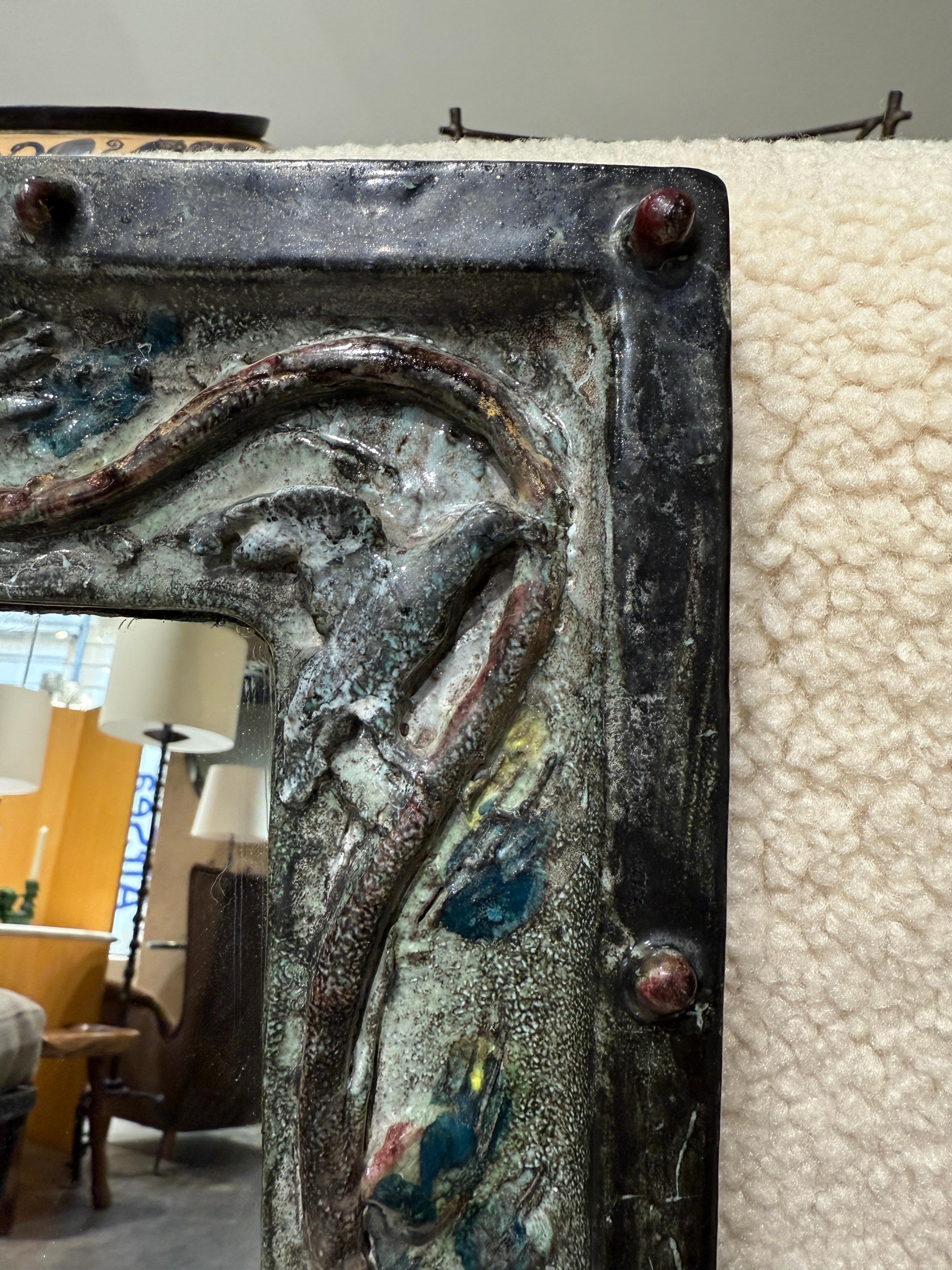 Italian ceramic mirror circa 1950 In Good Condition In PARIS, FR