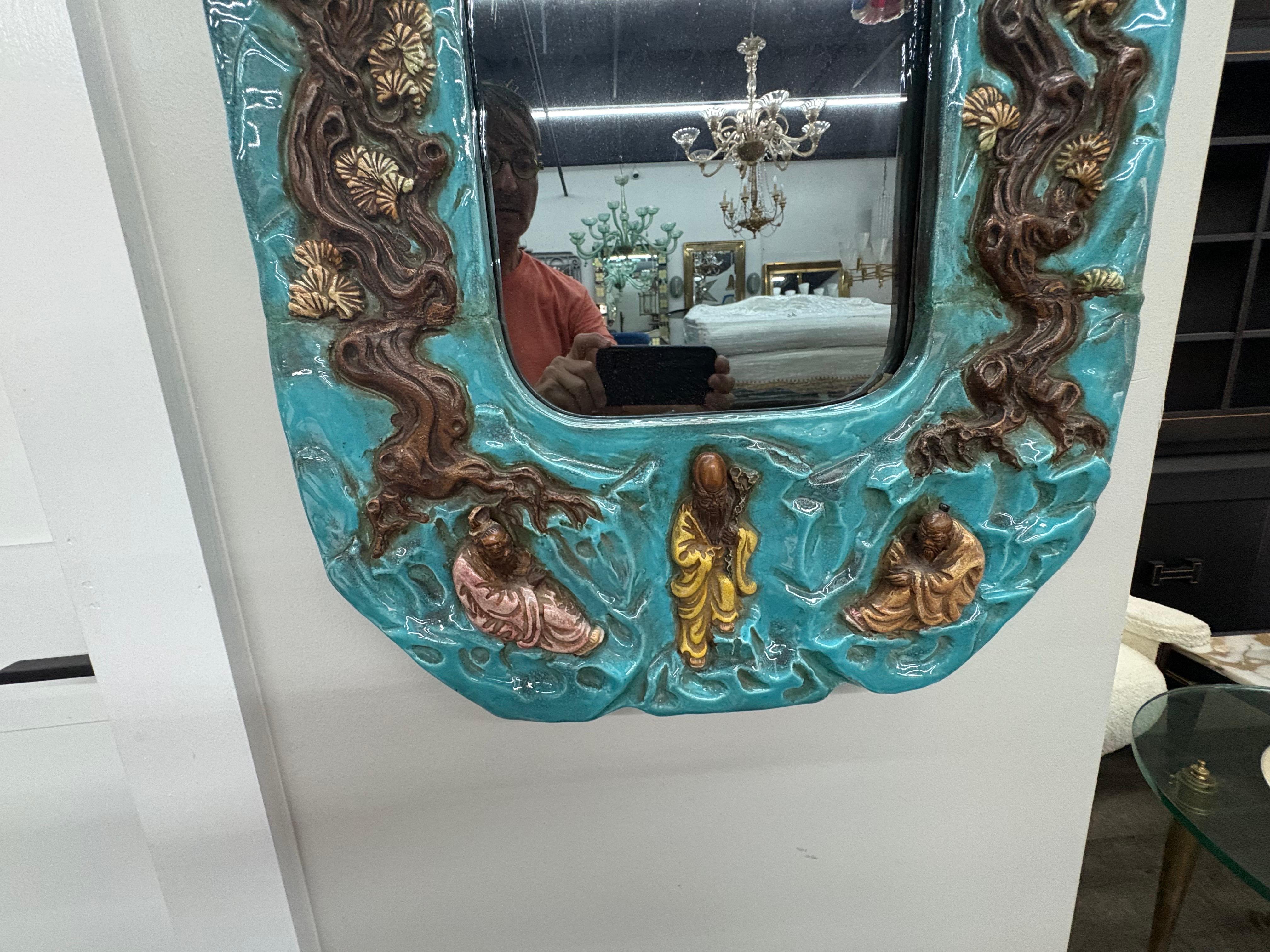 Italian Ceramic Mirror For Sale 1