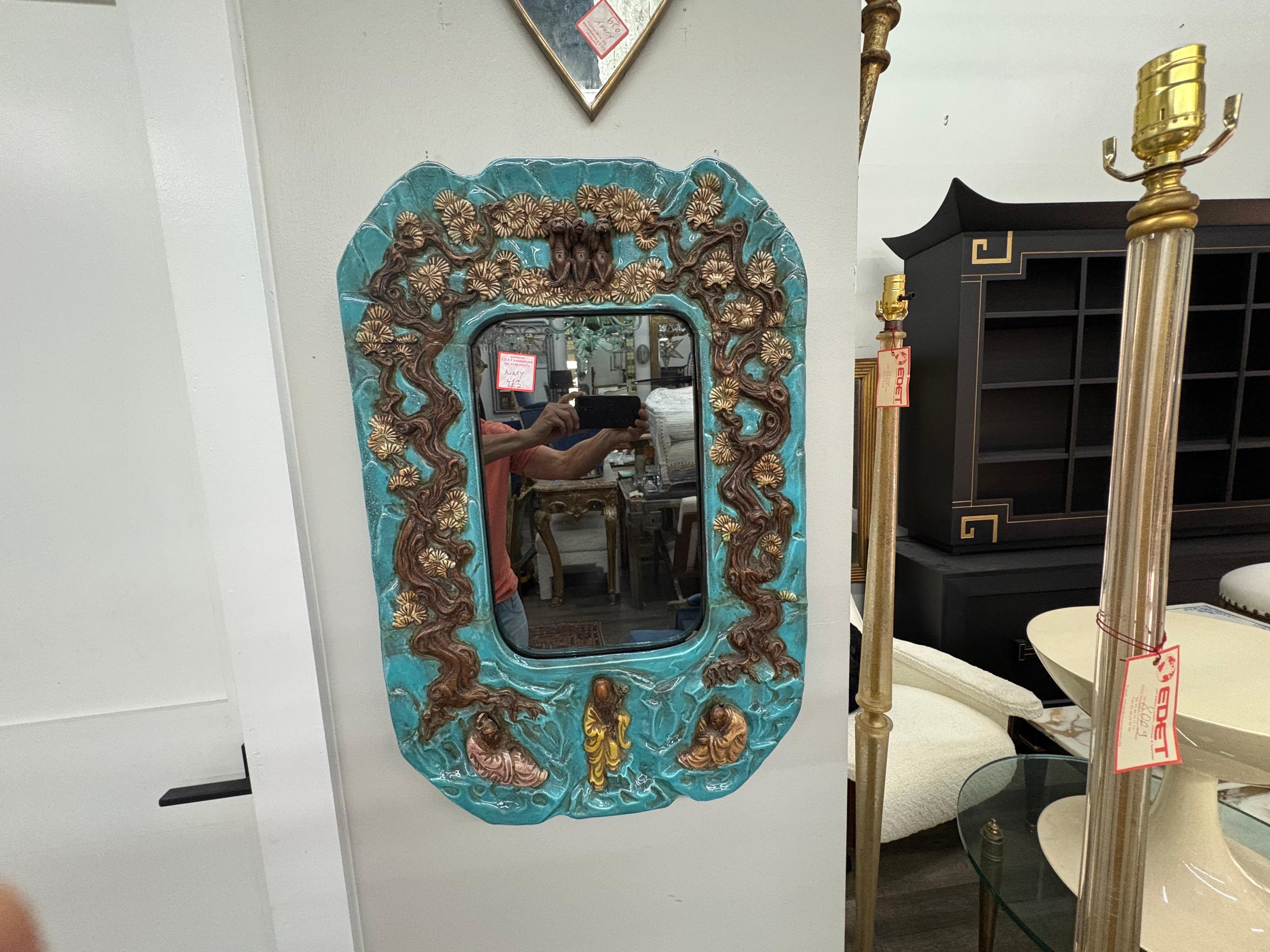 Italian Ceramic Mirror For Sale 2