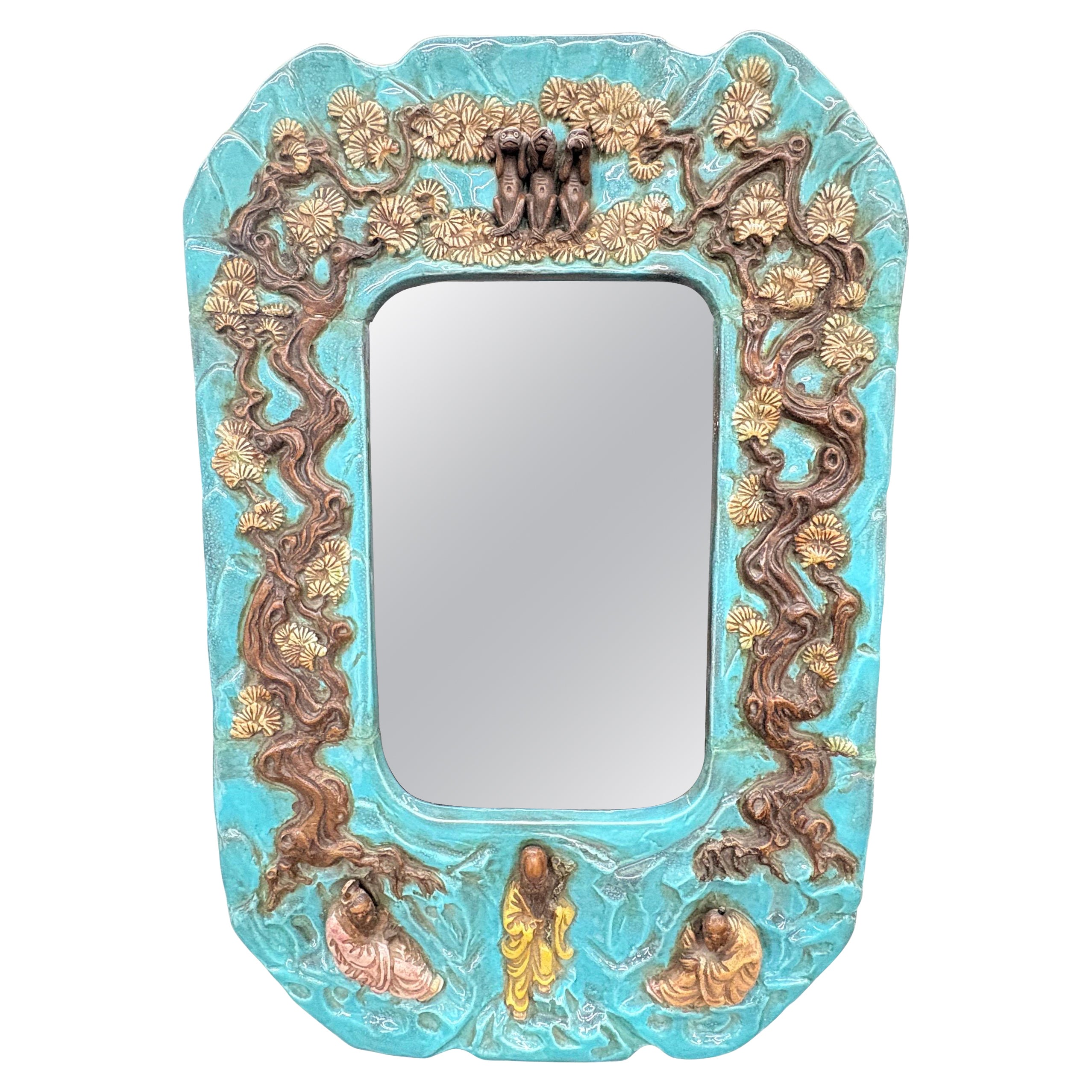 Italian Ceramic Mirror For Sale