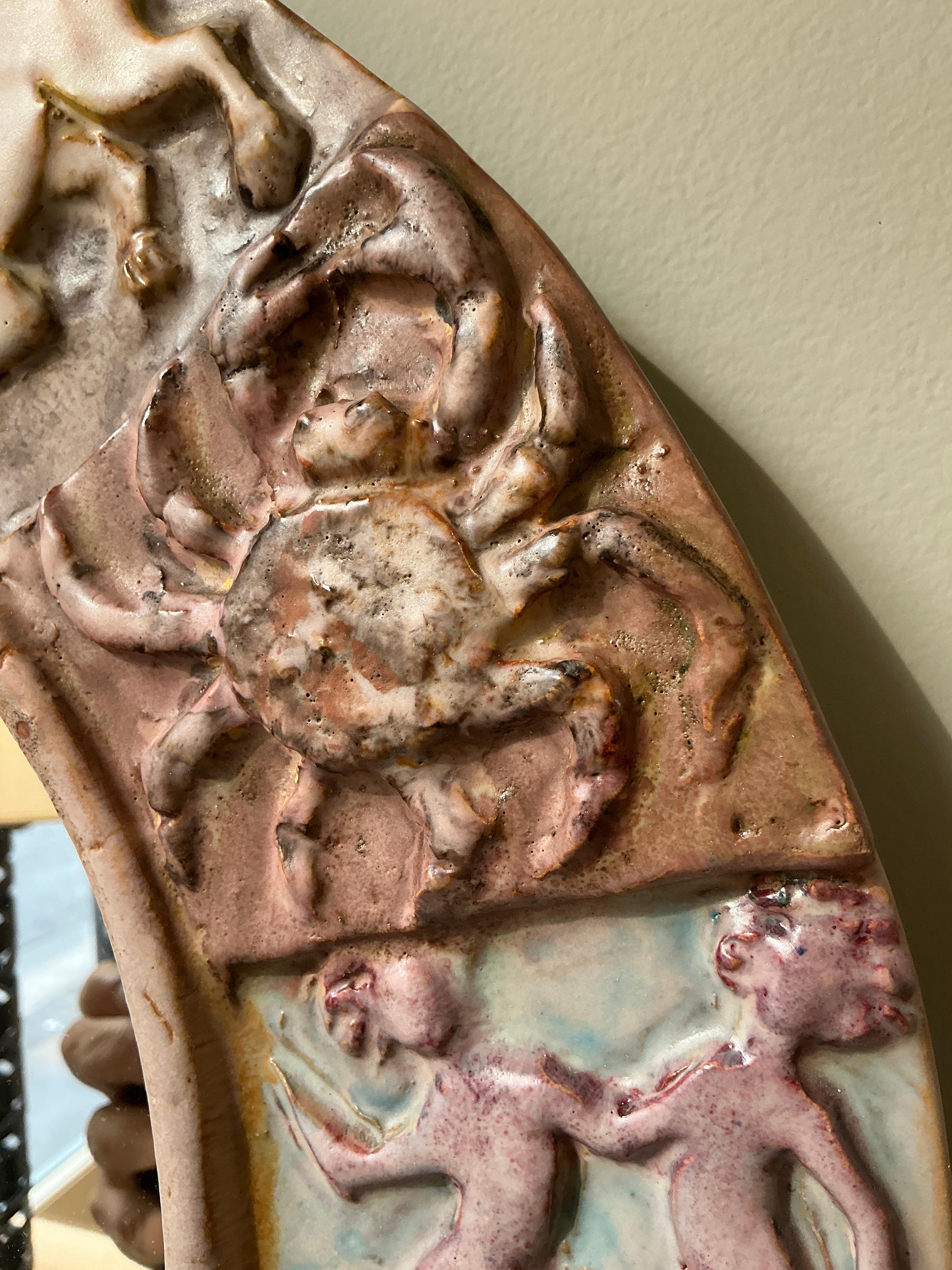 Mid-20th Century Italian ceramic mirror with zodiac signs circa 1950