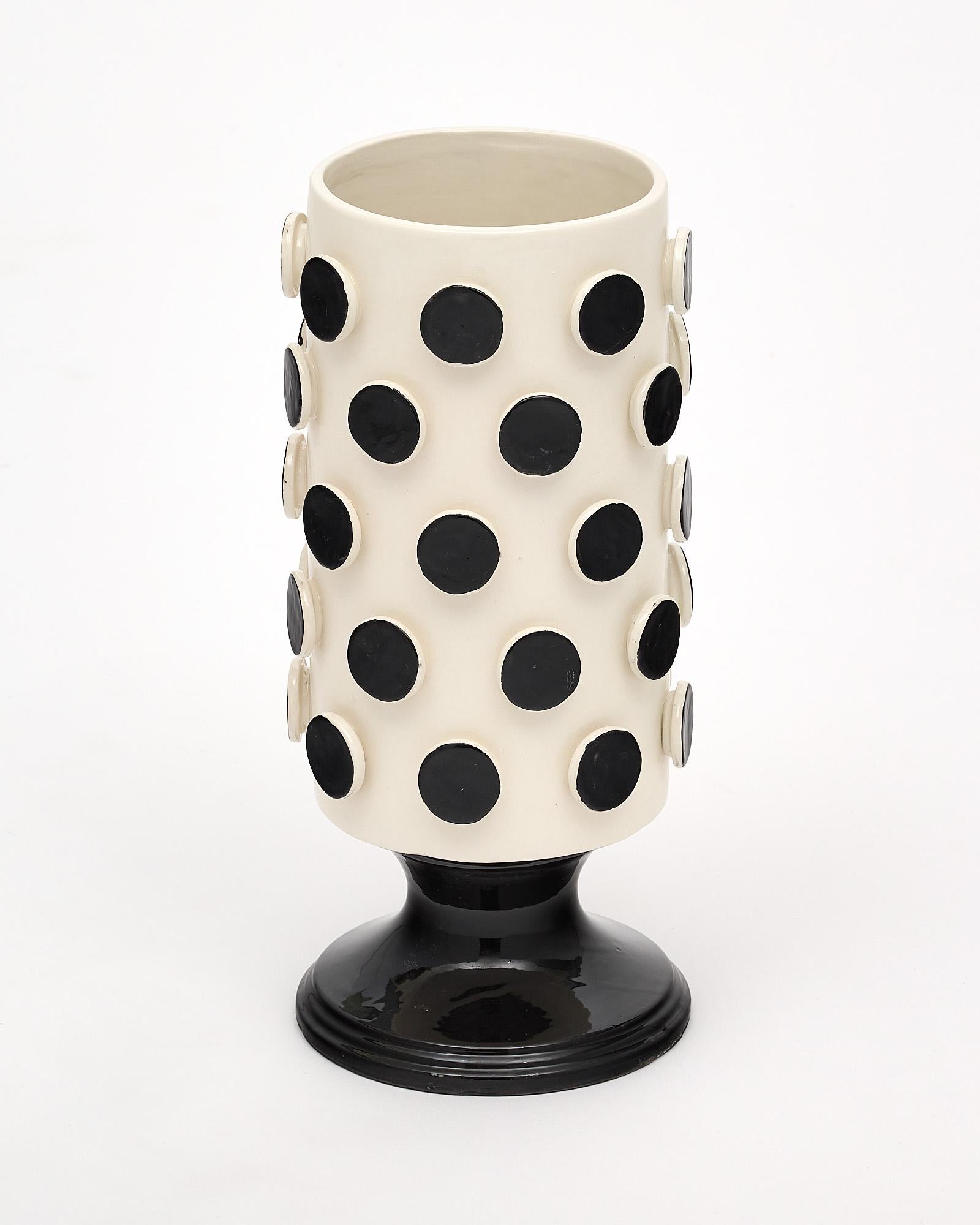Mid-Century Modern Italian Ceramic Modernist Black and White Vases For Sale