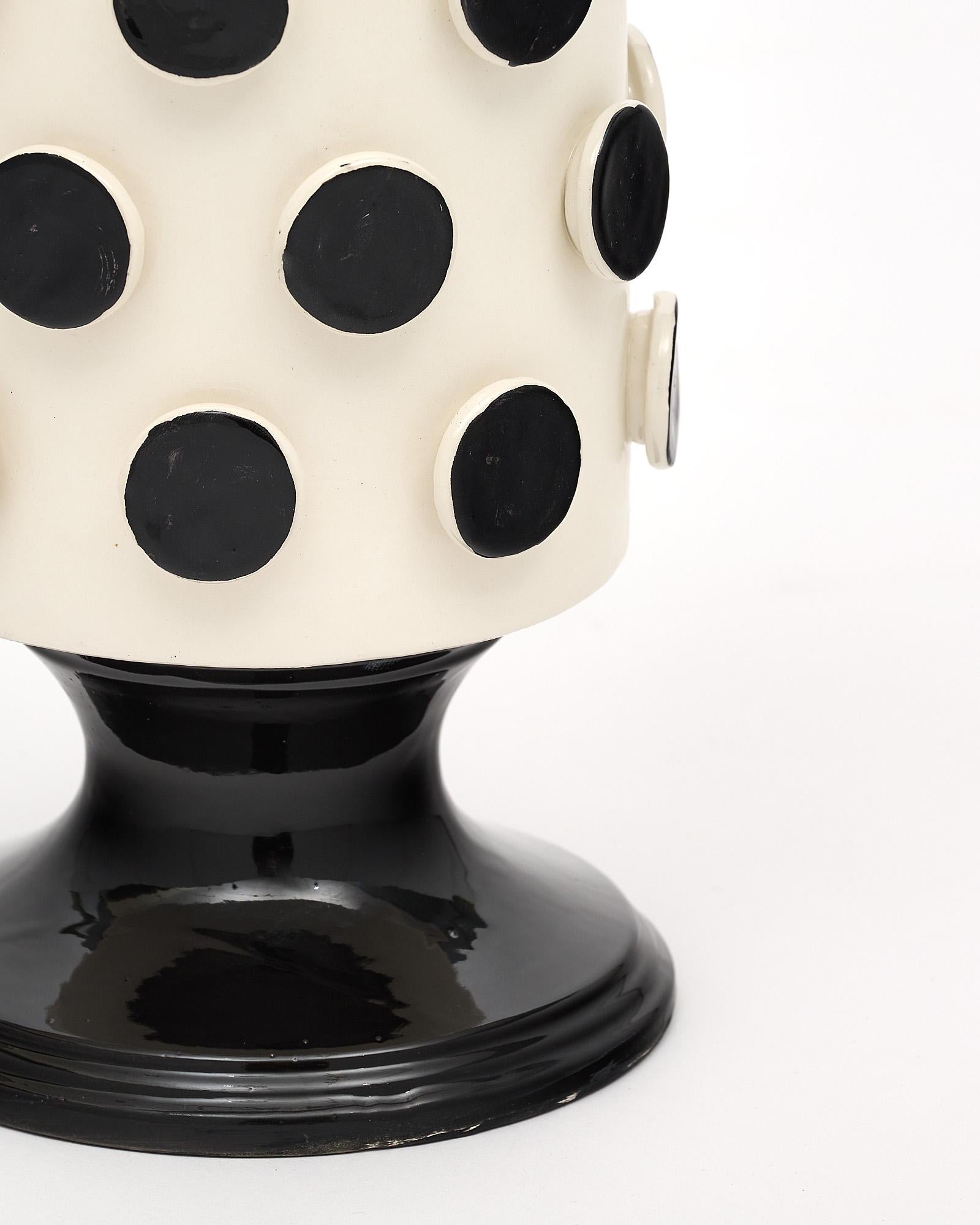 Italian Ceramic Modernist Black and White Vases For Sale 3
