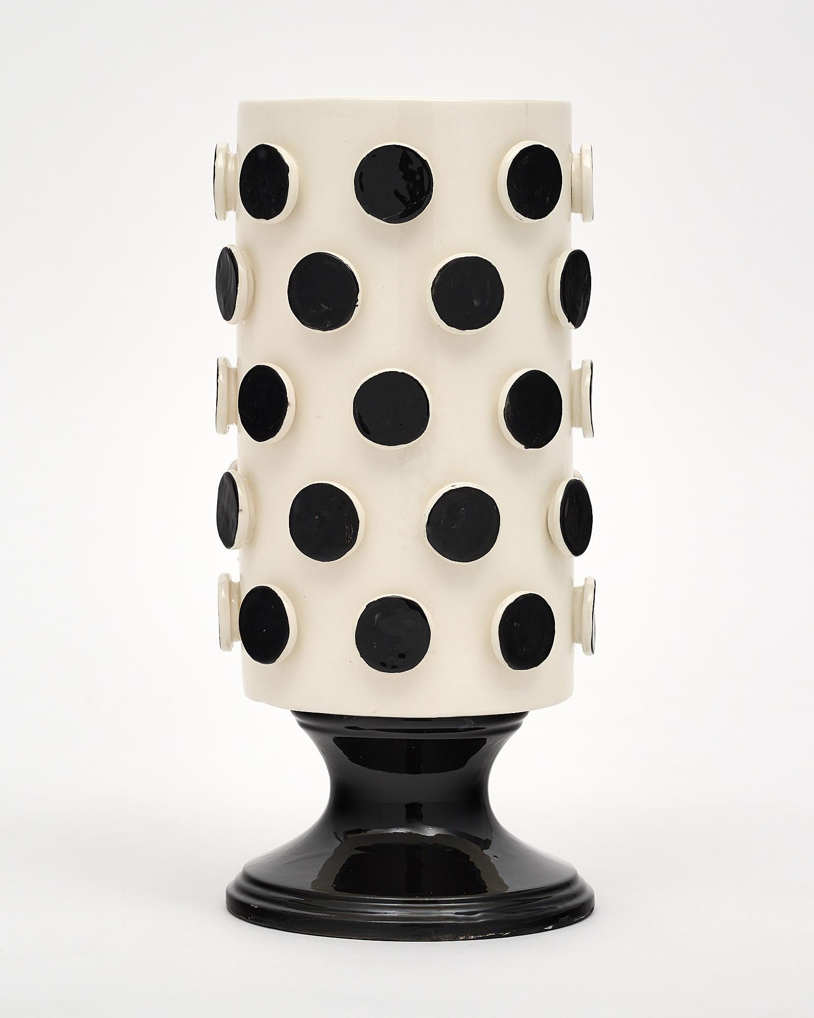 Italian Ceramic Modernist Black and White Vases For Sale 4