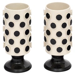 Vases modernistes italiens en céramique noire et blanche