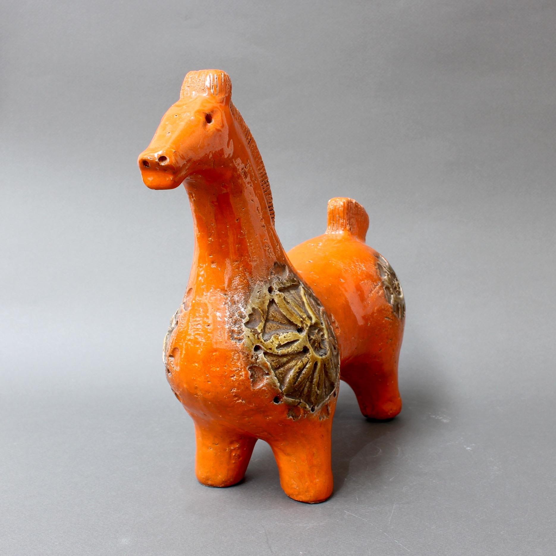 Italian Ceramic Orange Horse by Aldo Londi for Bitossi, circa 1960s 7