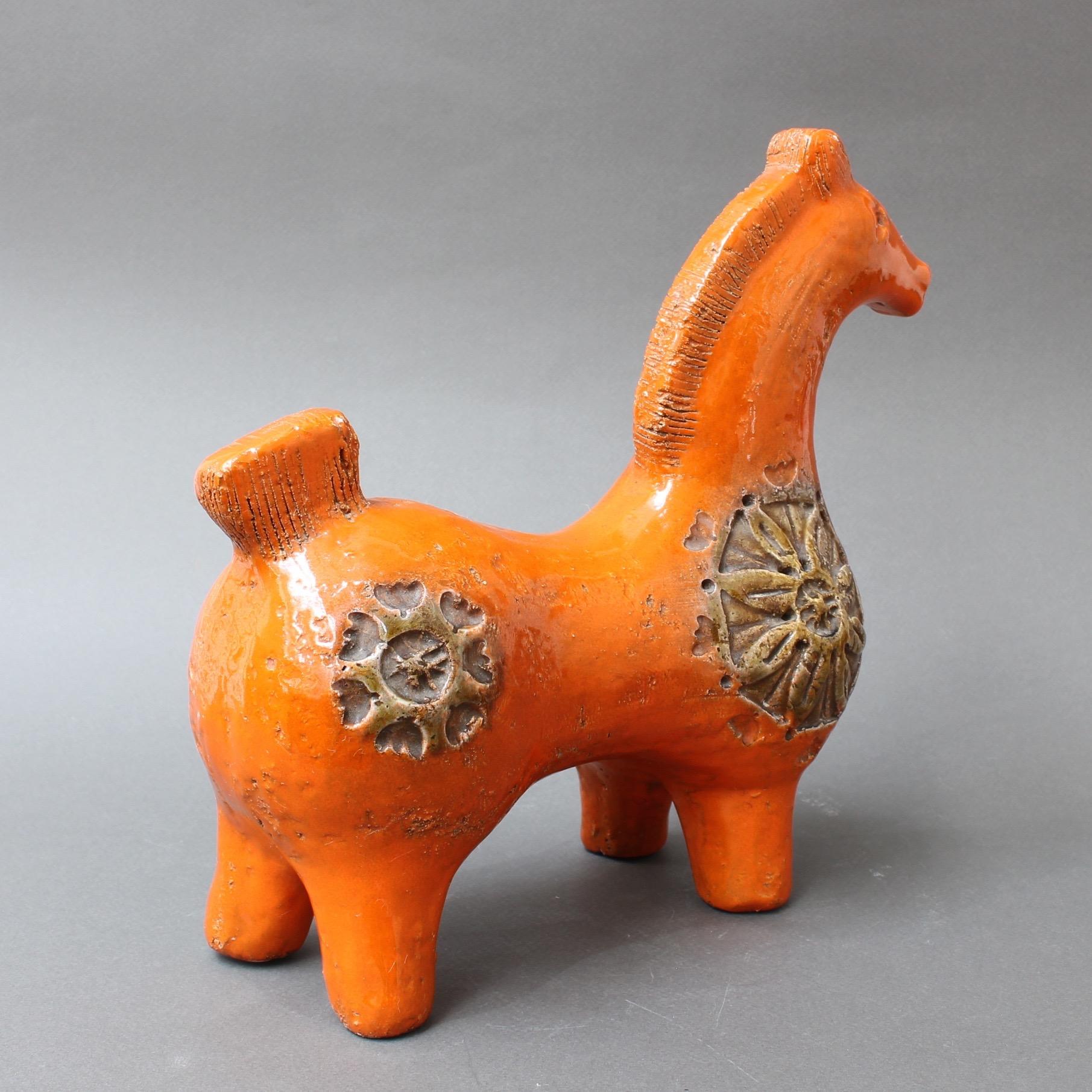 Italian Ceramic Orange Horse by Aldo Londi for Bitossi, circa 1960s In Good Condition In London, GB