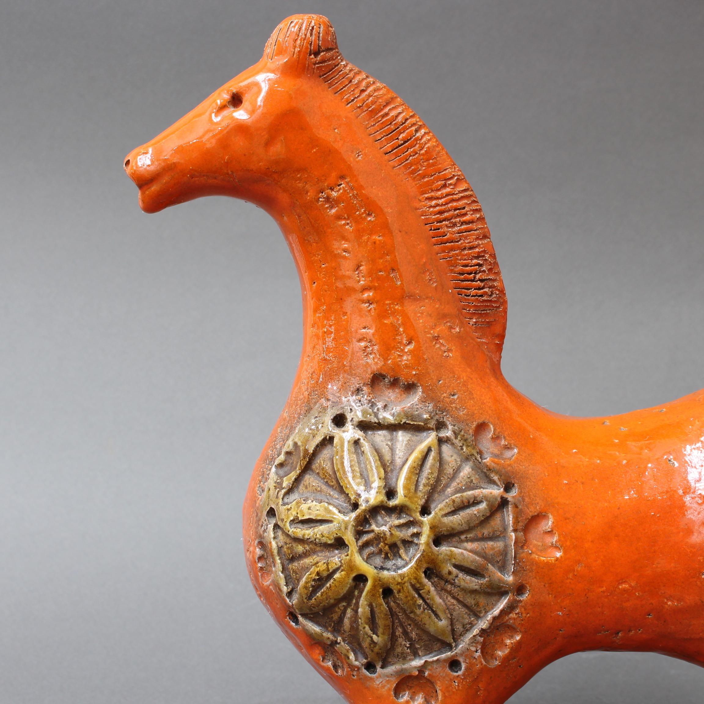Italian Ceramic Orange Horse by Aldo Londi for Bitossi, circa 1960s 1