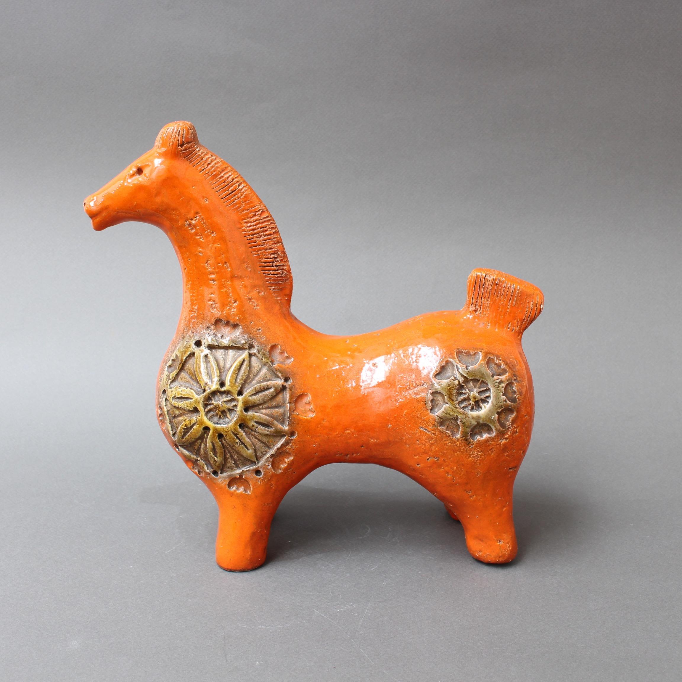 Italian Ceramic Orange Horse by Aldo Londi for Bitossi, circa 1960s 4