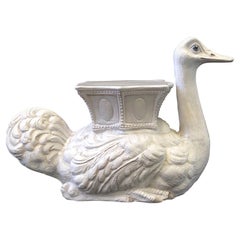 Italian Ceramic Ostrich Garden Seat