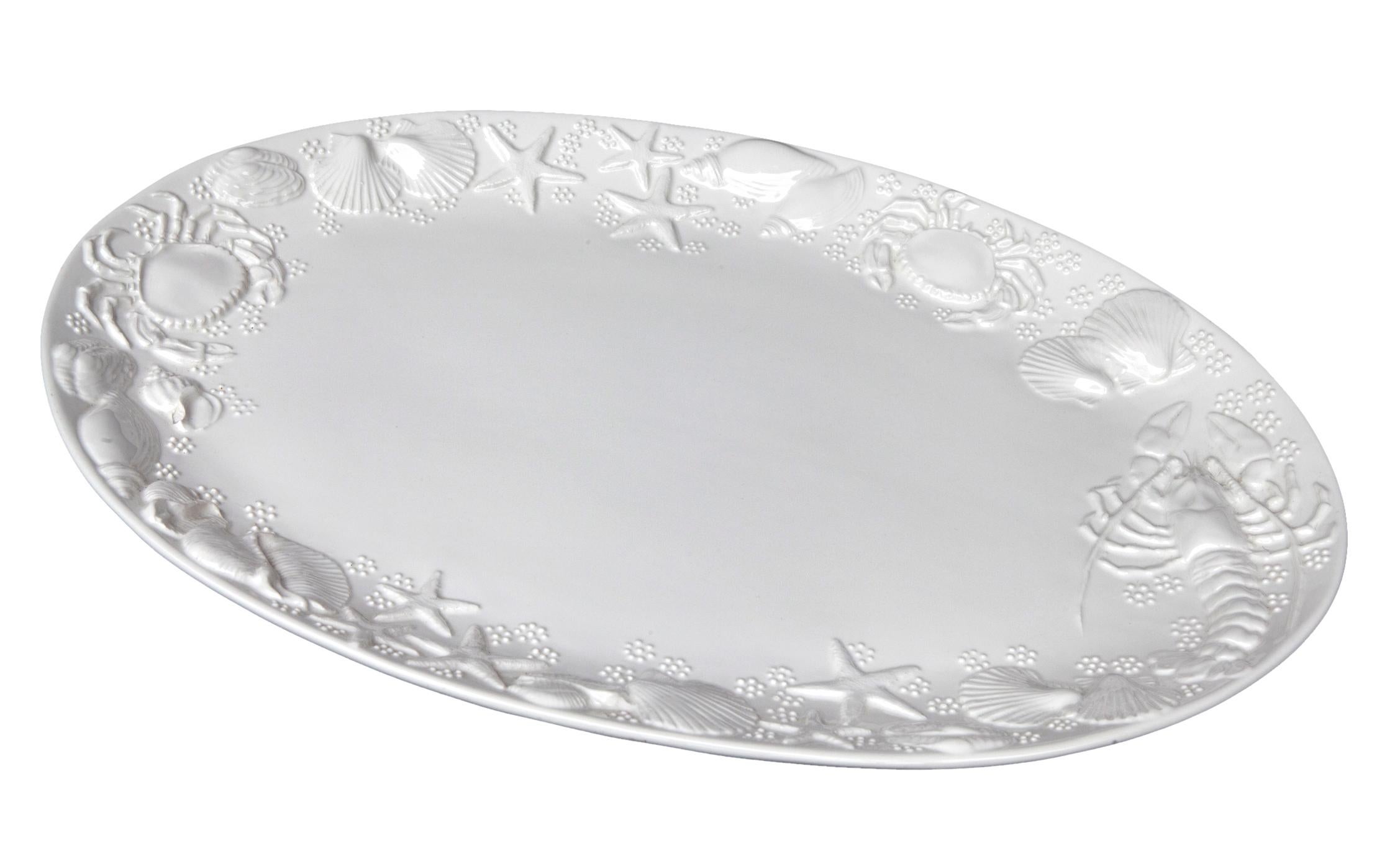Italian Ceramic Oval Serving Platter w/Sea Motif For Sale 3