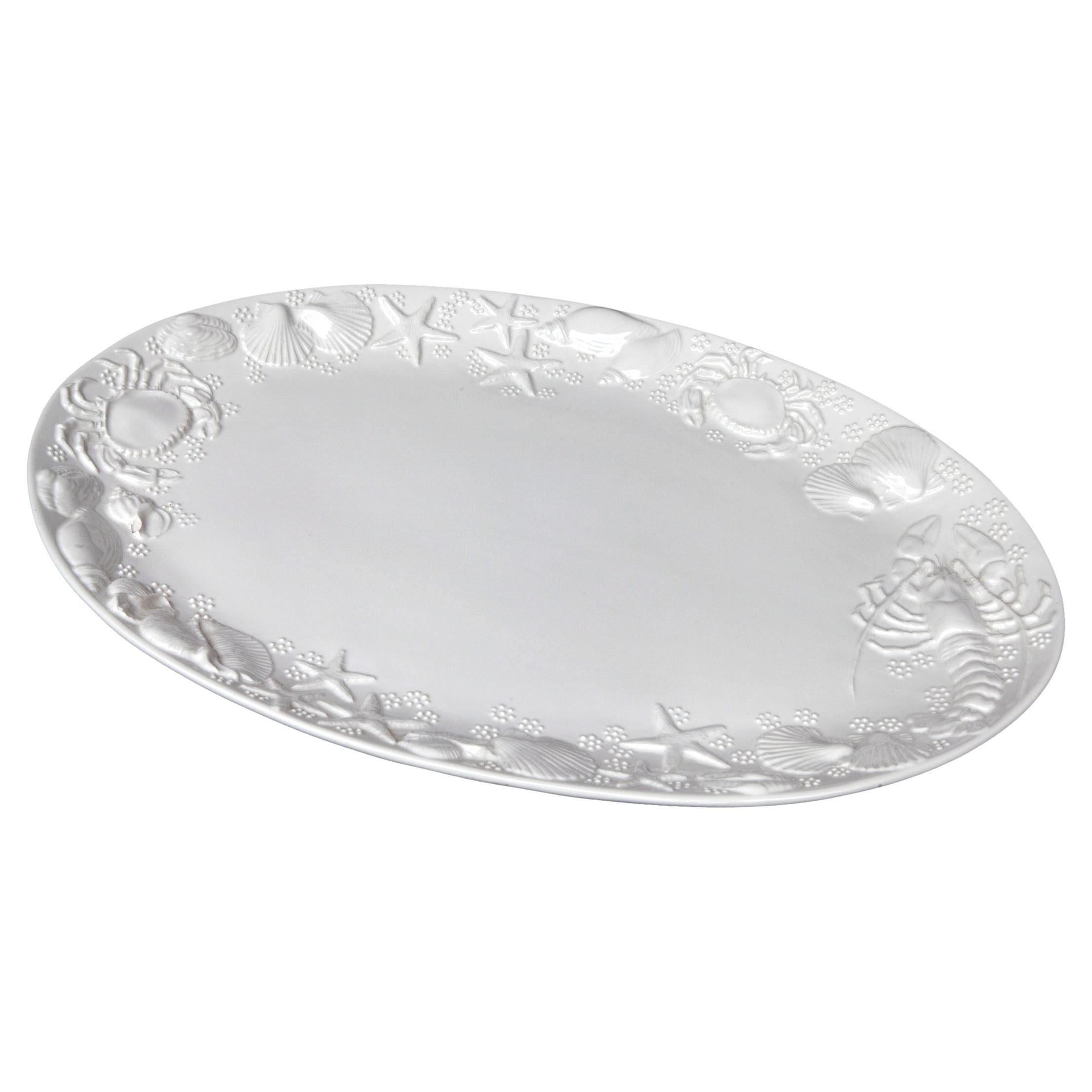 Italian Ceramic Oval Serving Platter w/Sea Motif