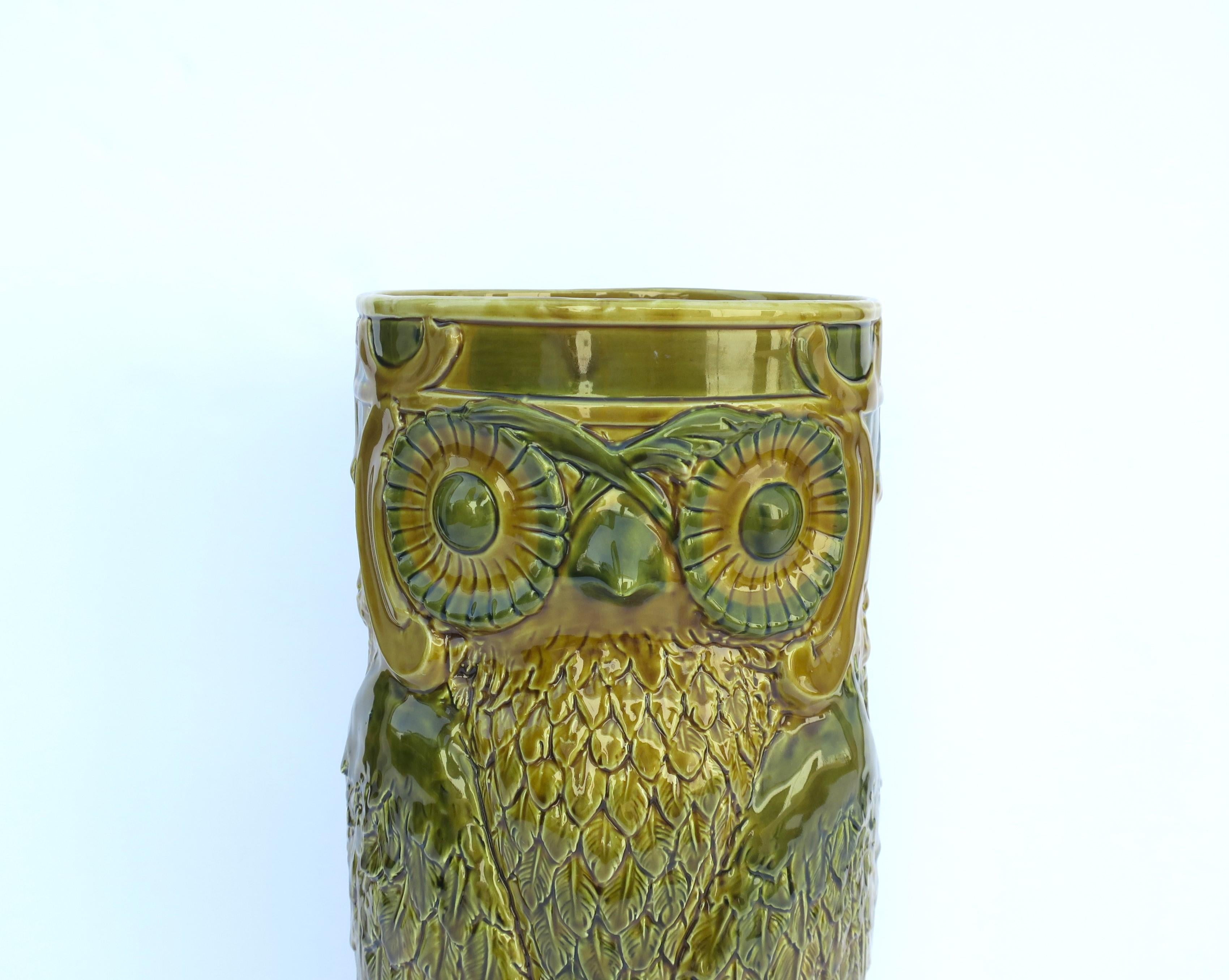 Italian Ceramic Owl Umbrella Holder Stand, circa 1960s Italy 6