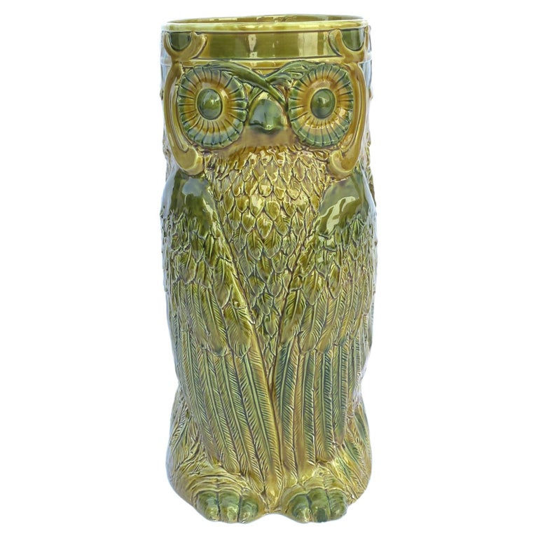 Italian Ceramic Owl Umbrella Holder Stand, circa 1960s Italy For Sale