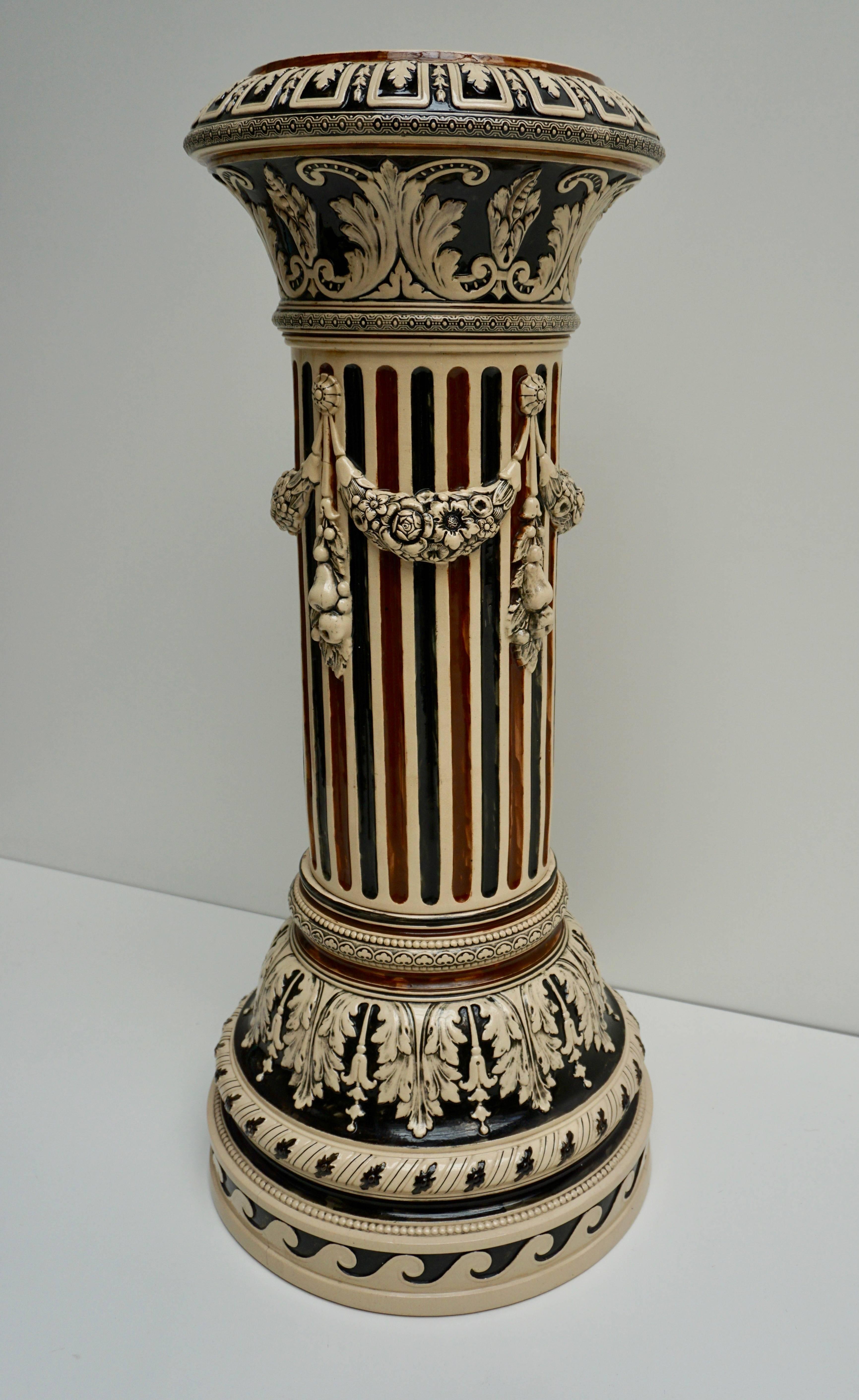Art Deco Two Italian Ceramic Pedestals or Columns For Sale