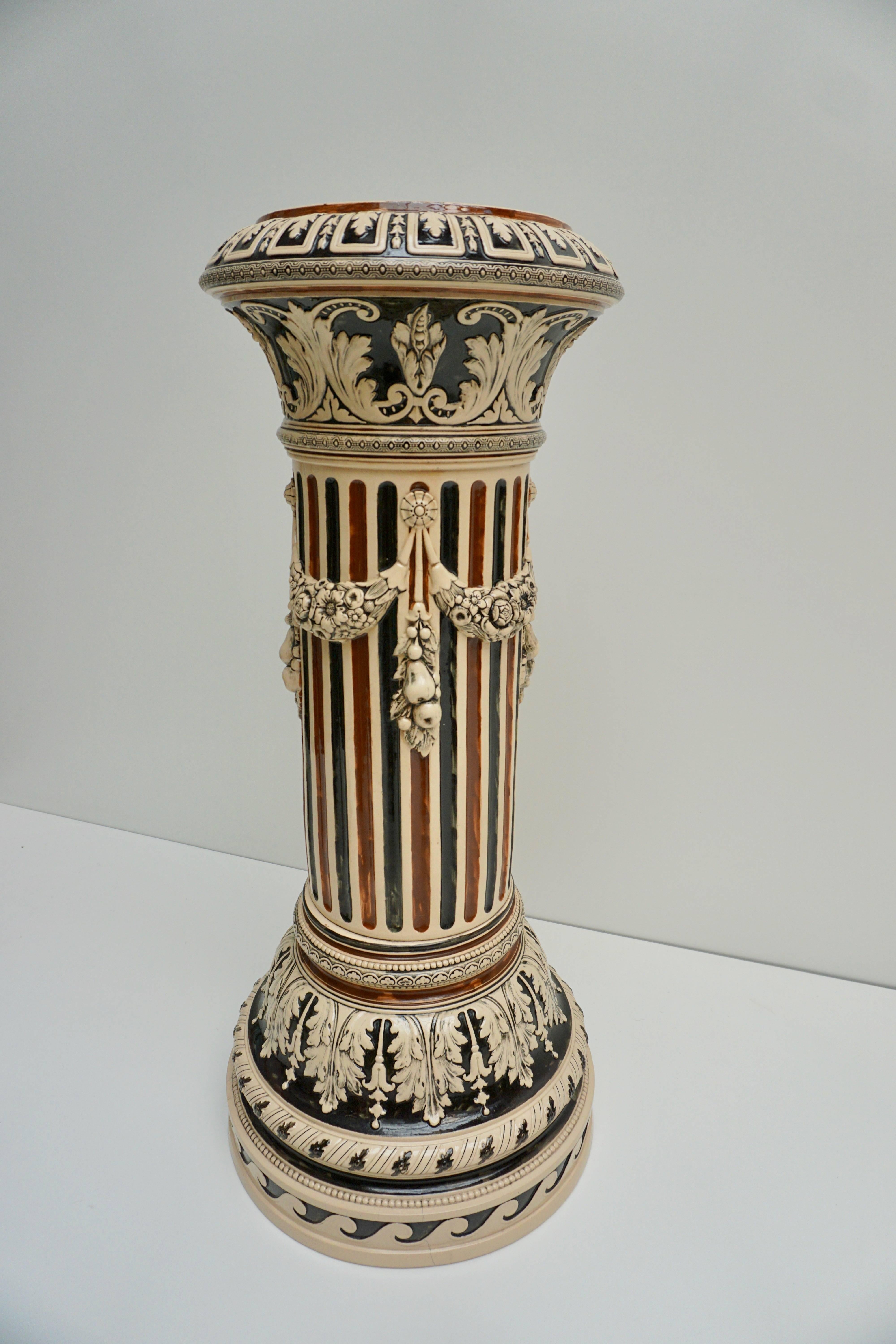 20th Century Two Italian Ceramic Pedestals or Columns For Sale