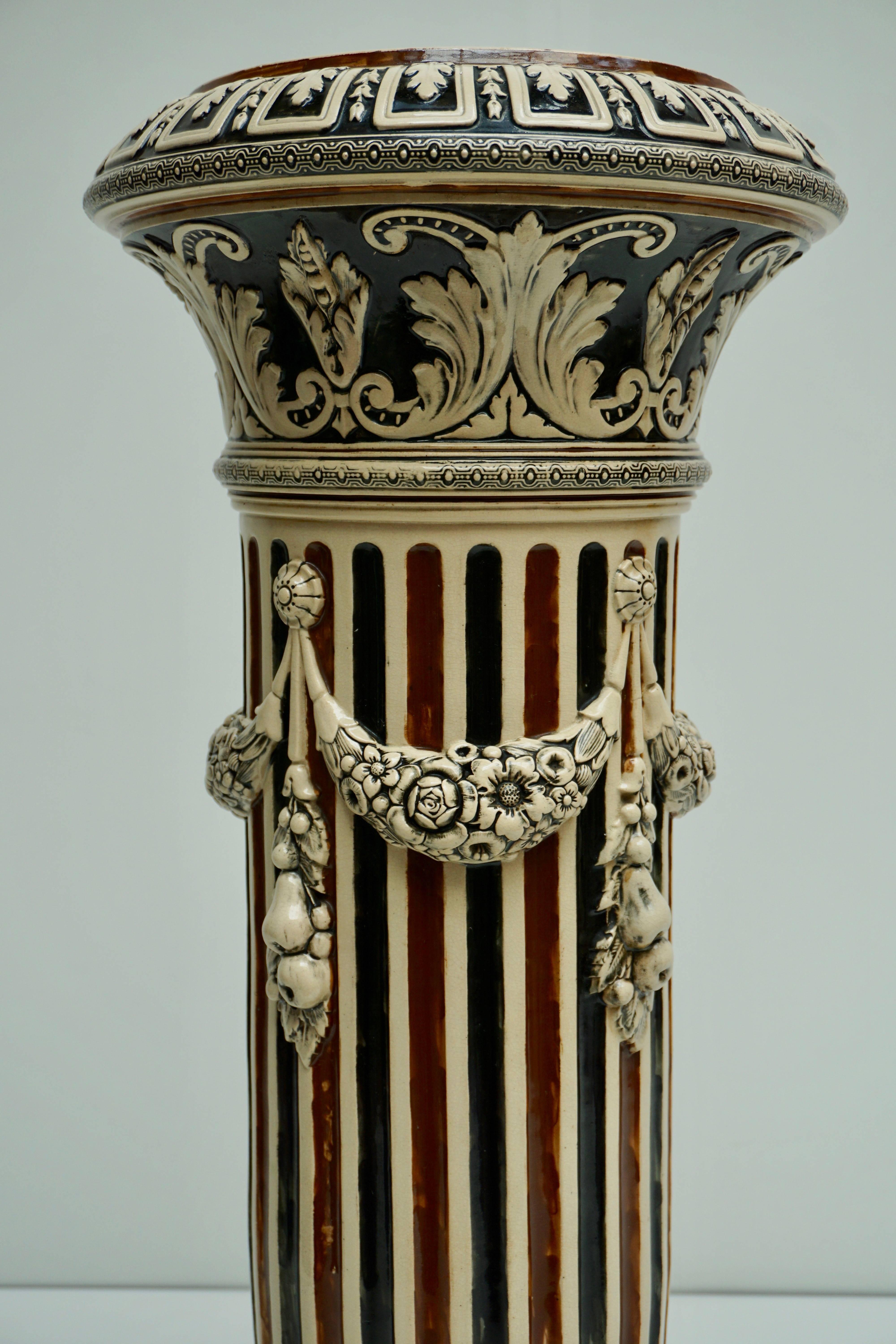 20th Century Two Italian Ceramic Pedestals or Columns For Sale
