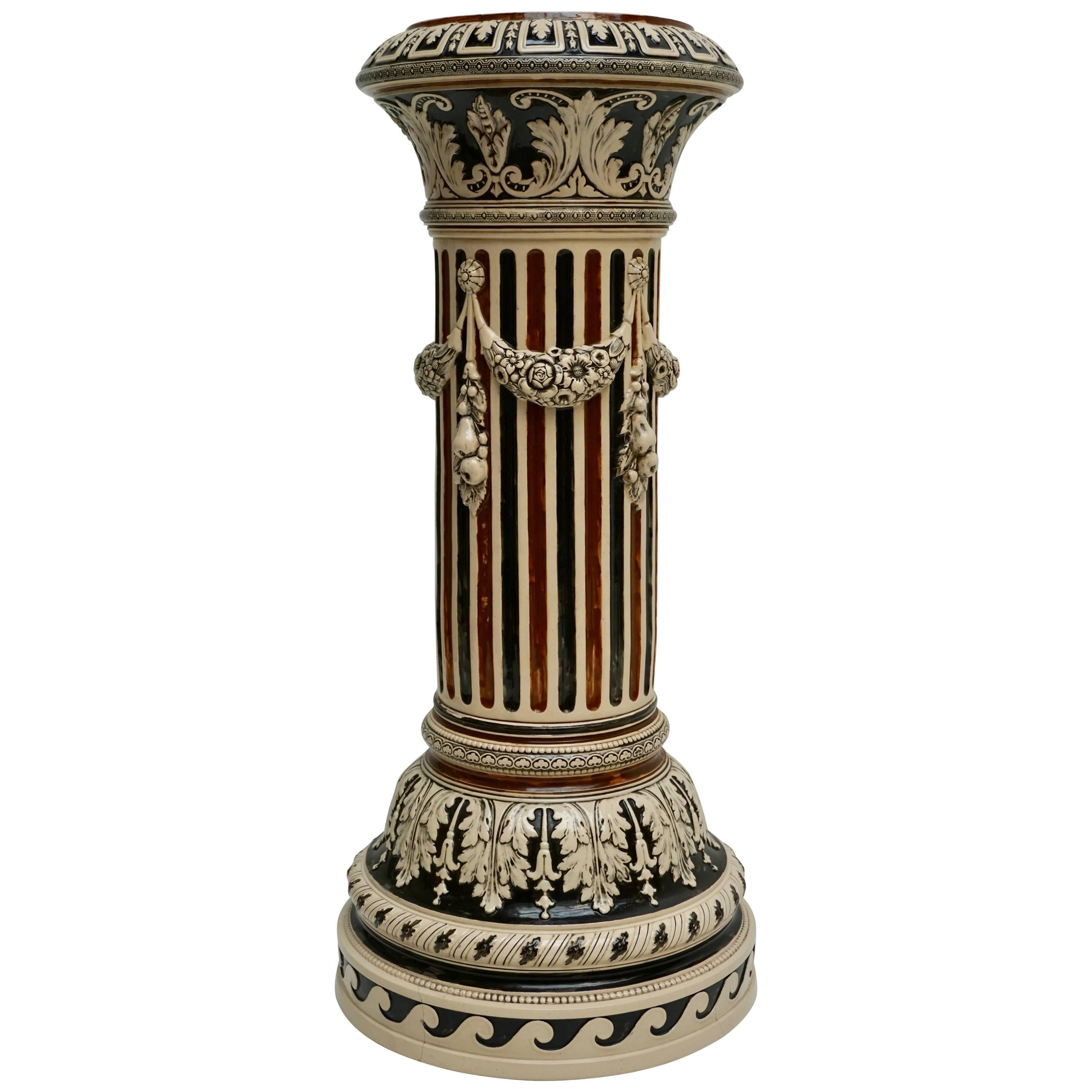 Two Italian Ceramic Pedestals or Columns
