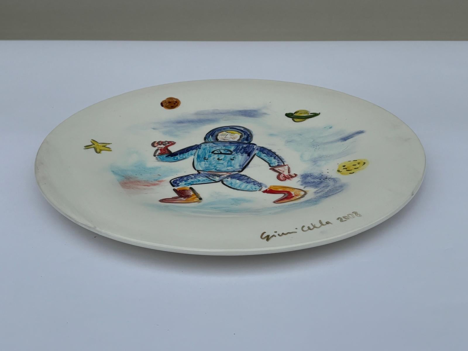 Ceramic plate designed and produced by Gianni Cella. Signed. Unique piece.

Biography
Born and raised in Pavia, Gianni Cella's early training took place first at the Liceo Artistico Raffaello Sanzio in Pavia and later at the Brera Academy of Fine
