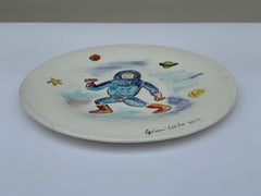 Italian Ceramic Plate Unique Piece by Gianni Cella