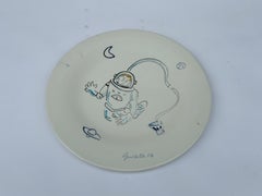 Italian Ceramic Plate Unique Piece by Gianni Cella