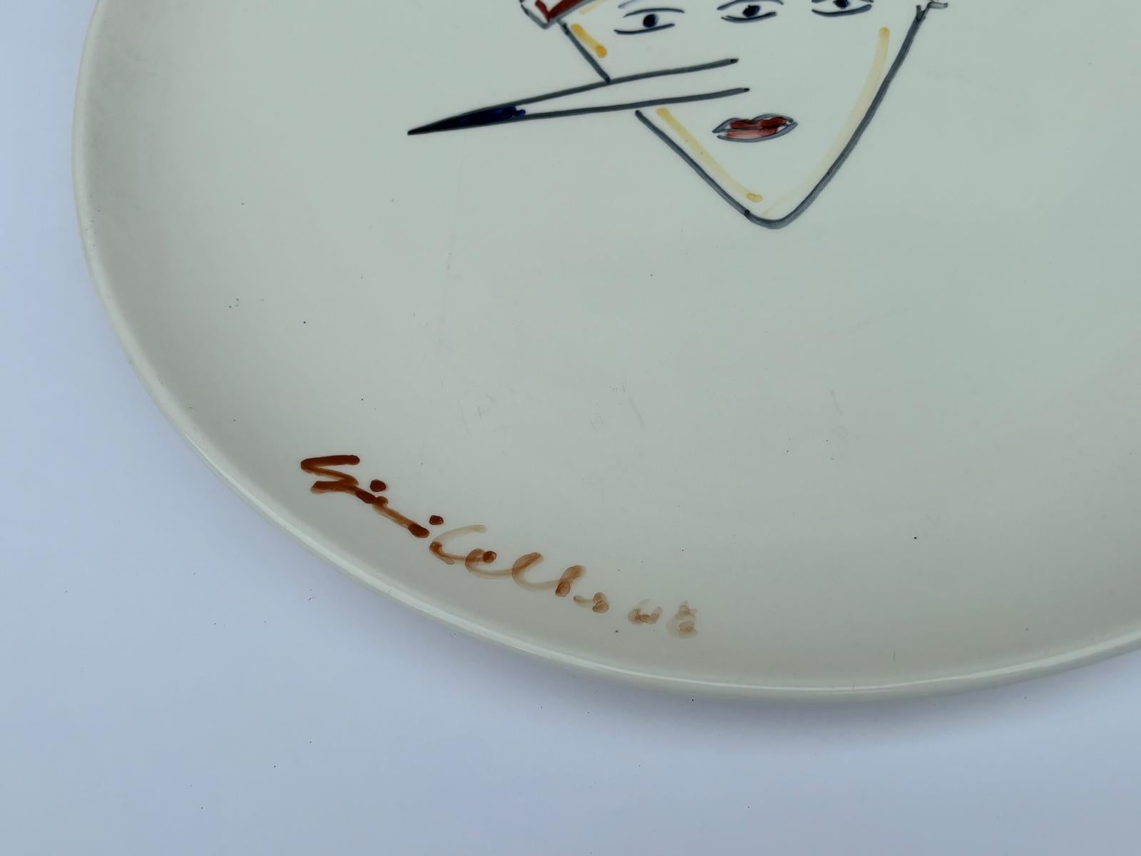 Modern Italian Ceramic Plate Unique Piece by Gianni Cella For Sale
