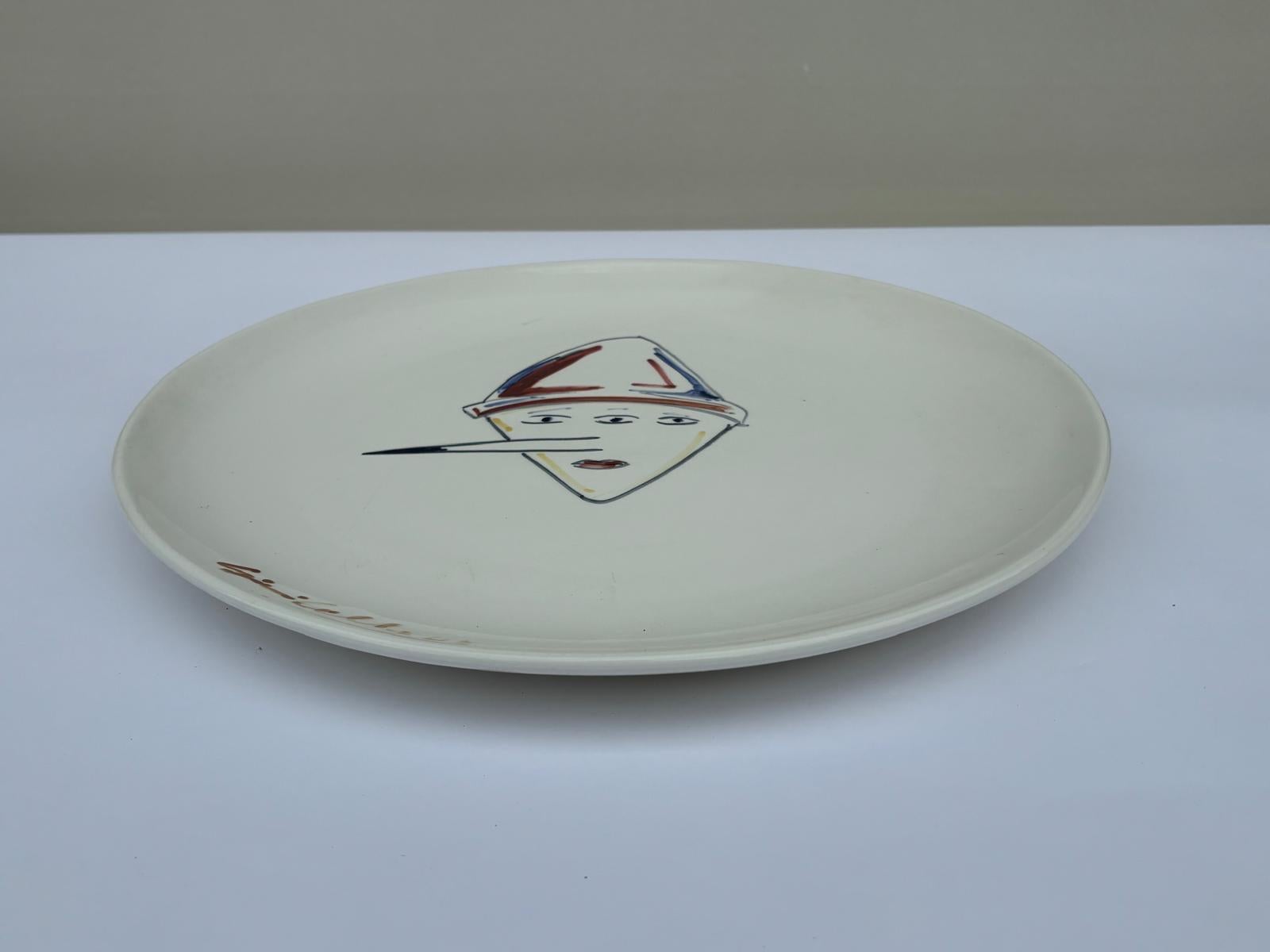 Italian Ceramic Plate Unique Piece by Gianni Cella In Excellent Condition For Sale In Milan, Italy