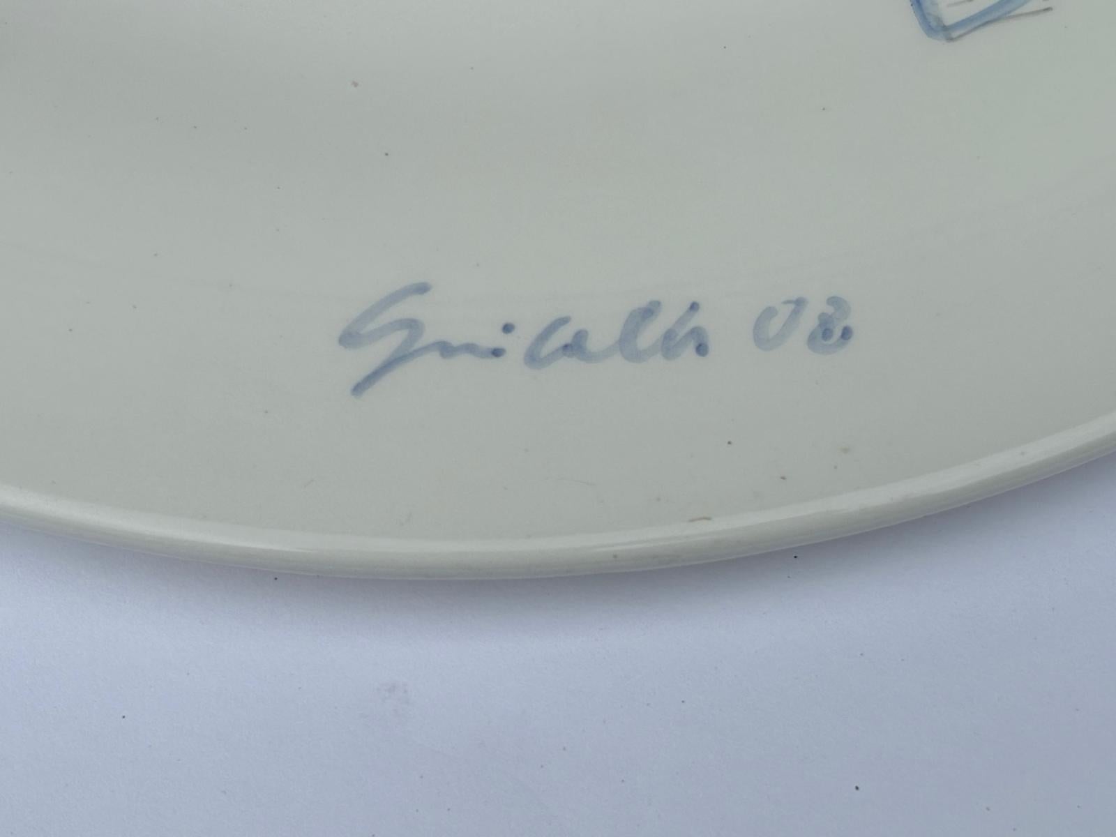 Italian Ceramic Plate Unique Piece by Gianni Cella In Excellent Condition For Sale In Milan, Italy