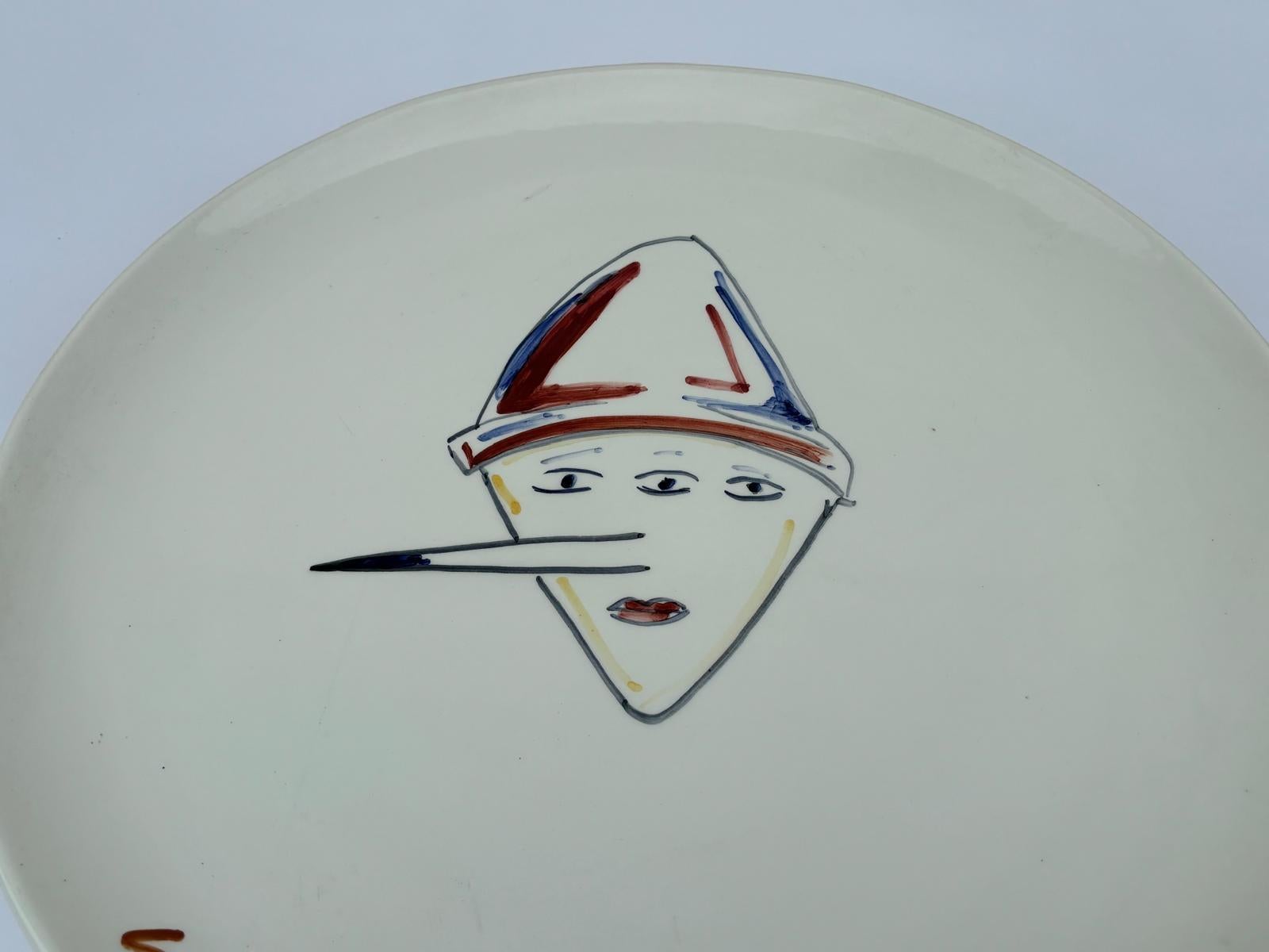 Contemporary Italian Ceramic Plate Unique Piece by Gianni Cella For Sale